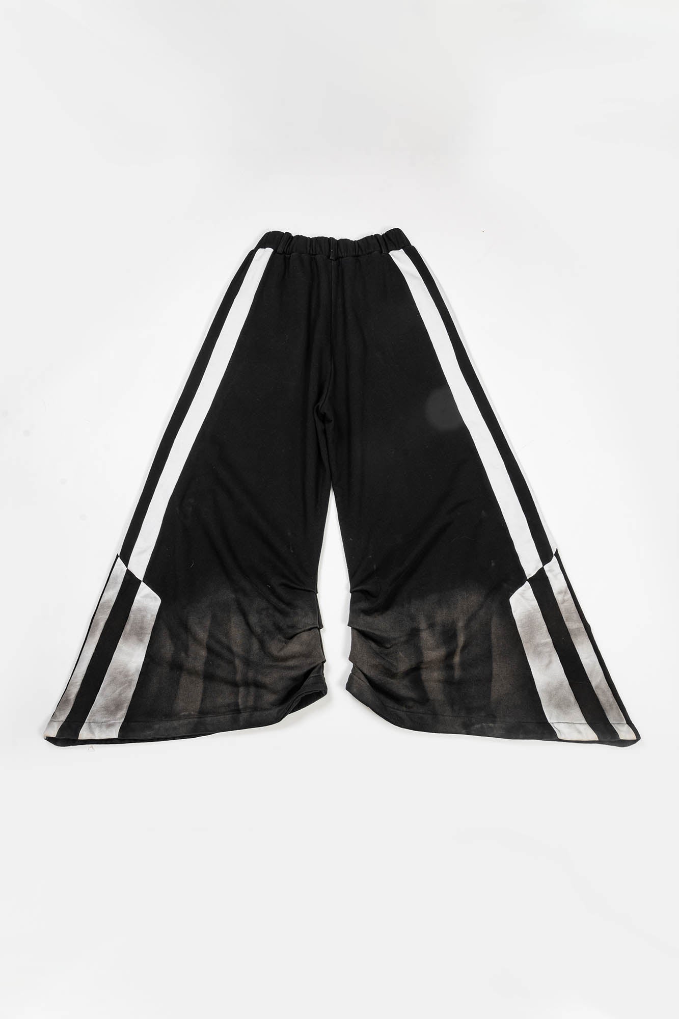 KADAKADA Distressed Three-Stripe Wide-Leg Track Pants