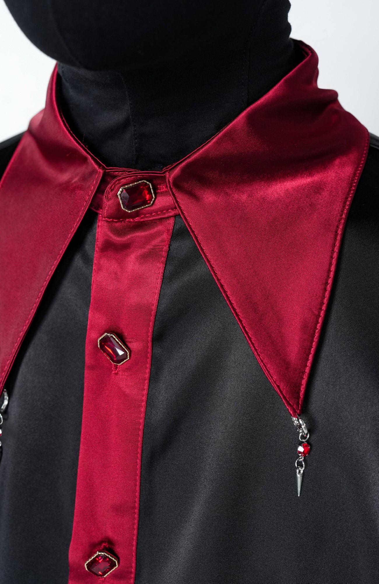 VE2 Contrast Satin Point Collar Half Shirt