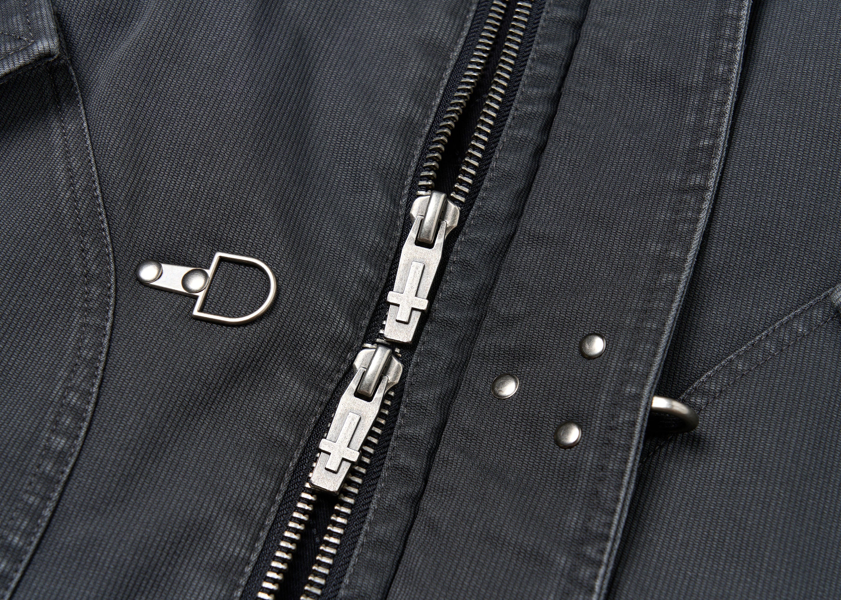 SAVAGEGROWTHWORLD Leather Collar Utility Puffer Jacket
