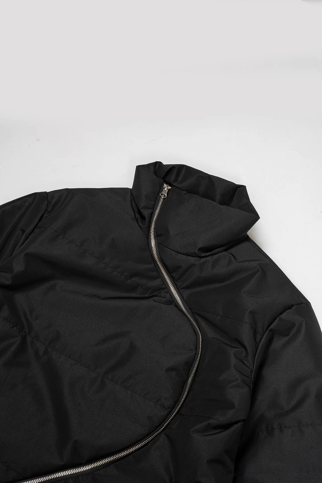 KADAKADA Curved Zipper Detachable-Hem Quilted Jacket