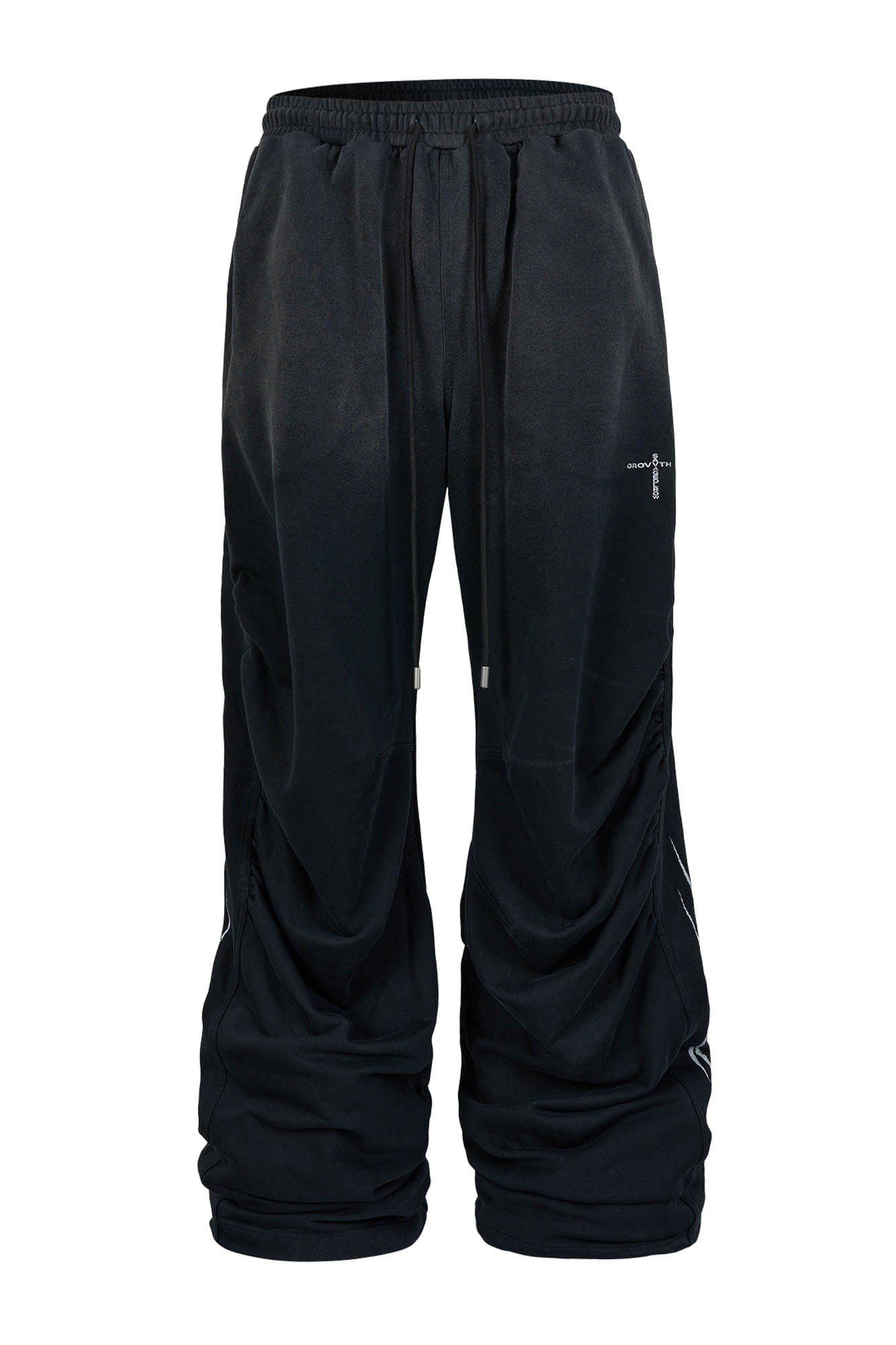 SAVAGEGROWTHWORLD Distressed Pleated Drawstring Baggy Pants