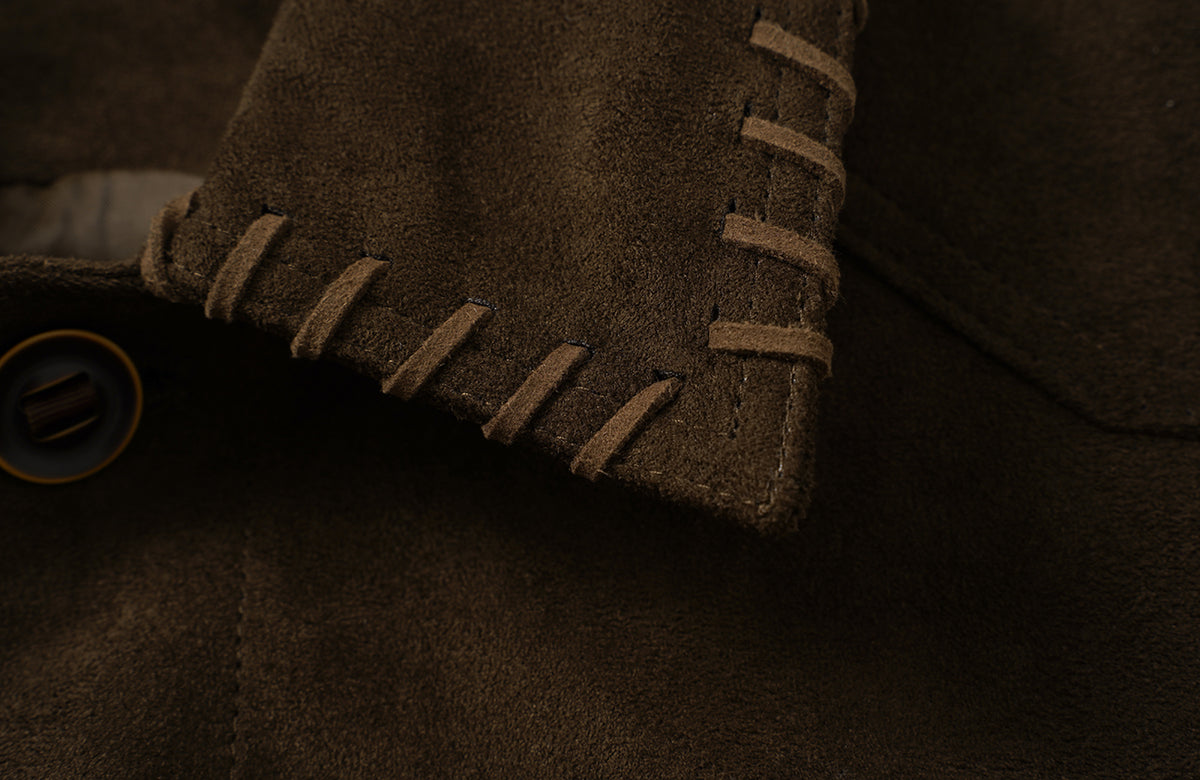BOTANICA Retro Faux Suede Flap-Pocket Biker Jacket