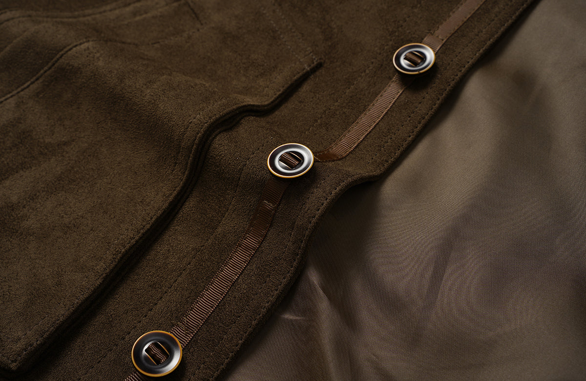 BOTANICA Retro Faux Suede Flap-Pocket Biker Jacket