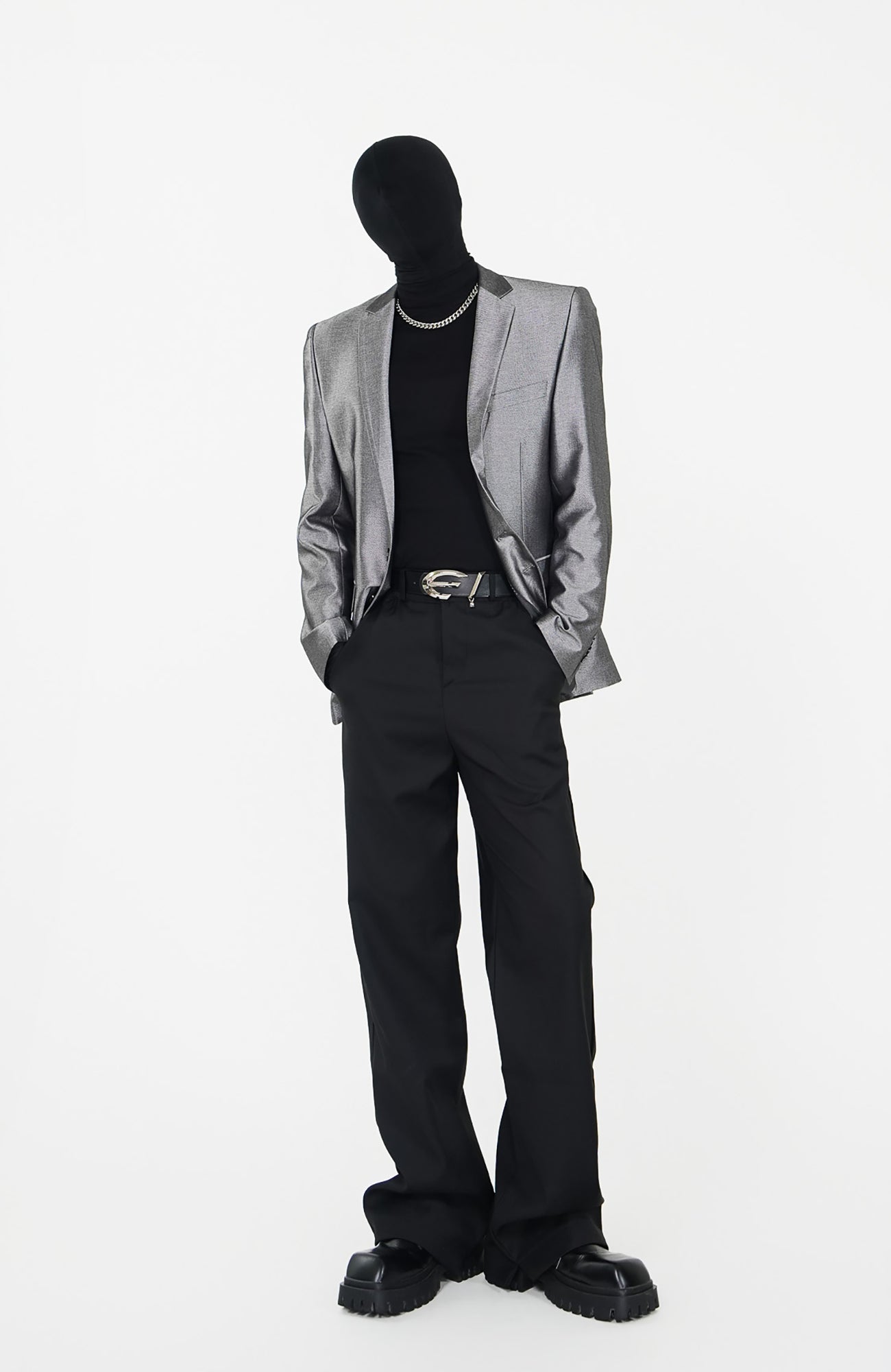 VE2 Metallic Finish Single-Breasted Blazer
