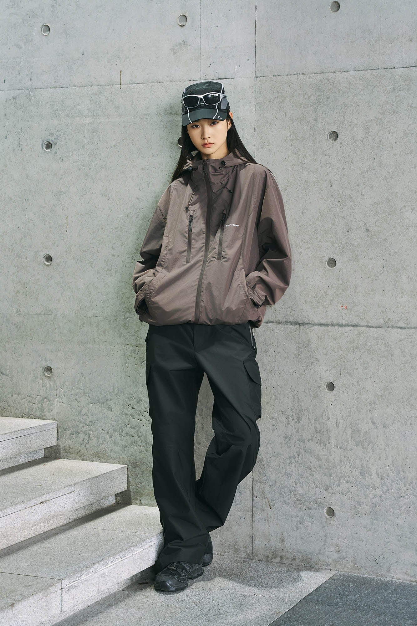 ENSHADOWER Deconstructed Drawstring Zip-Up Windbreaker