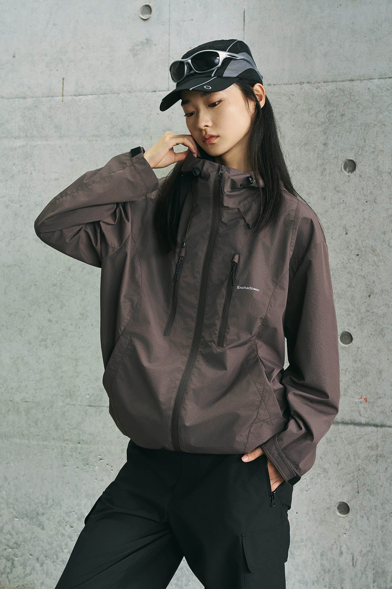 ENSHADOWER Deconstructed Drawstring Zip-Up Windbreaker