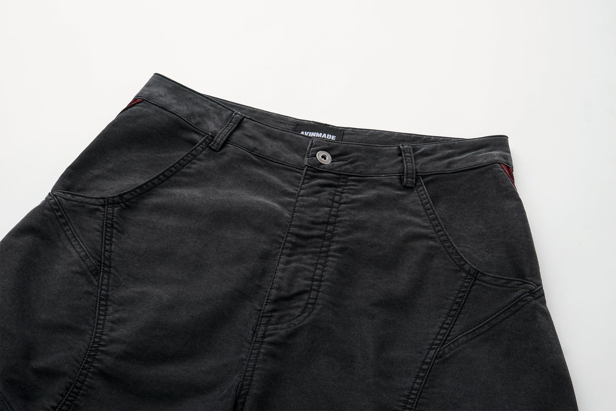 AVINMADE Contrast Curved Spliced Mole-Skin Cargo Trousers