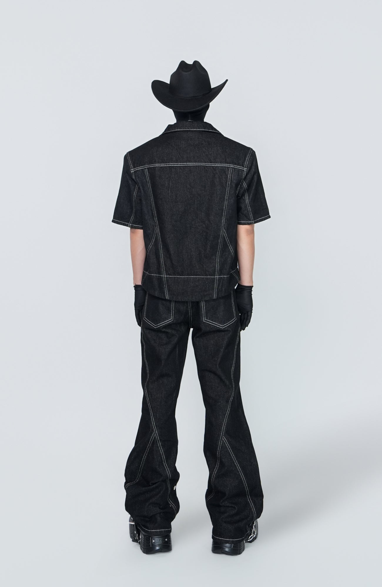 VE2 Raw Denim Button Panel Flared Jeans