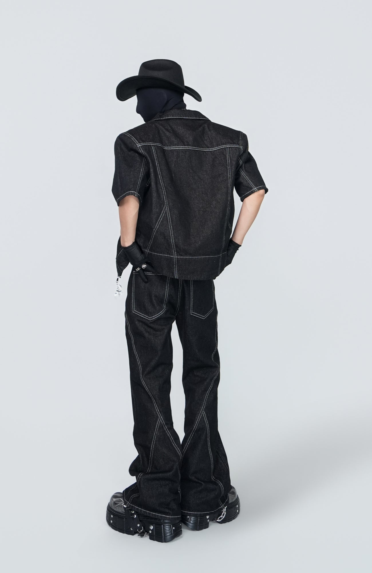 VE2 Raw Denim Button Panel Flared Jeans
