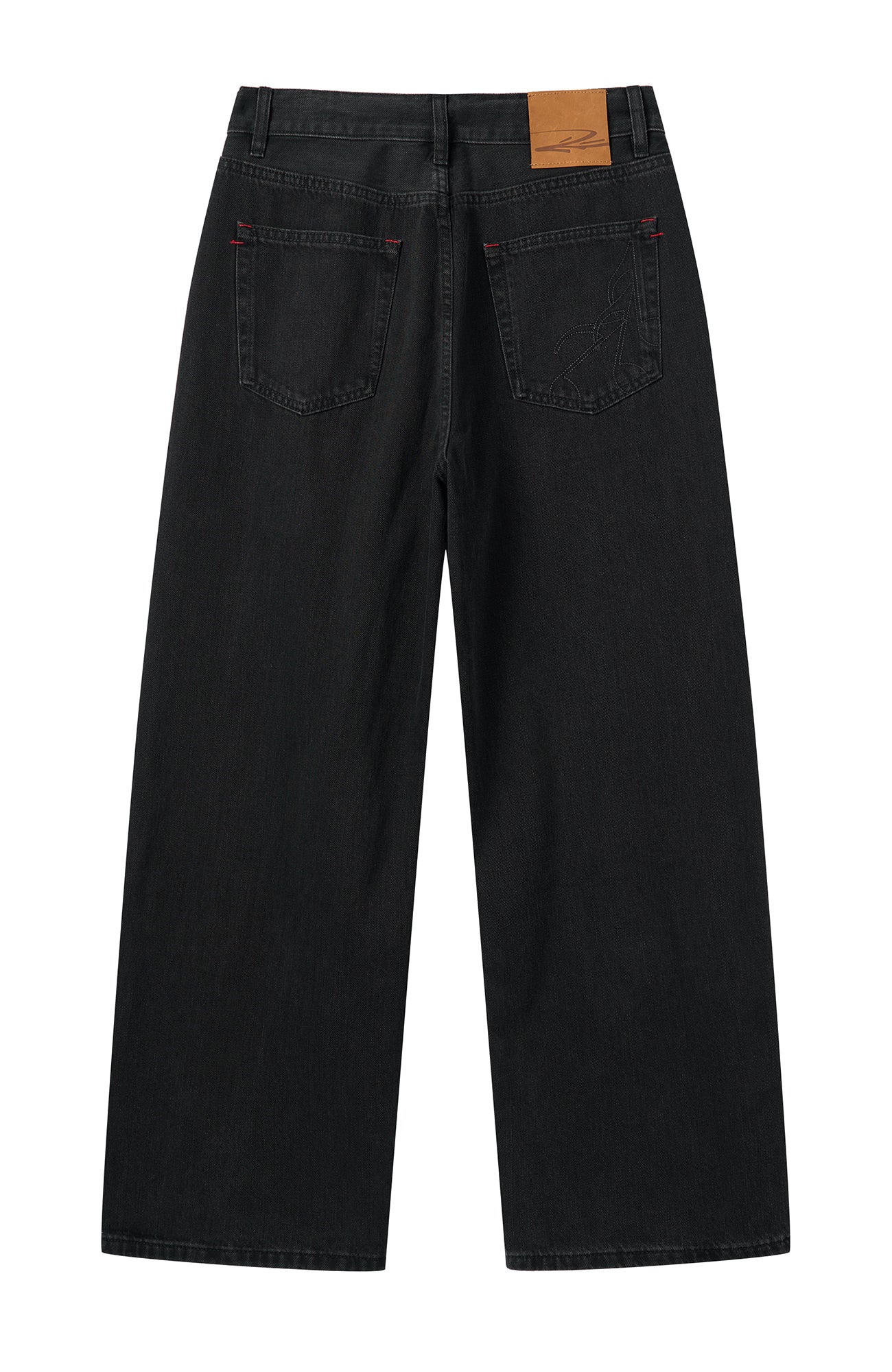 MOITIEDEPETALE Music Note Embroidered Straight-Leg Jeans