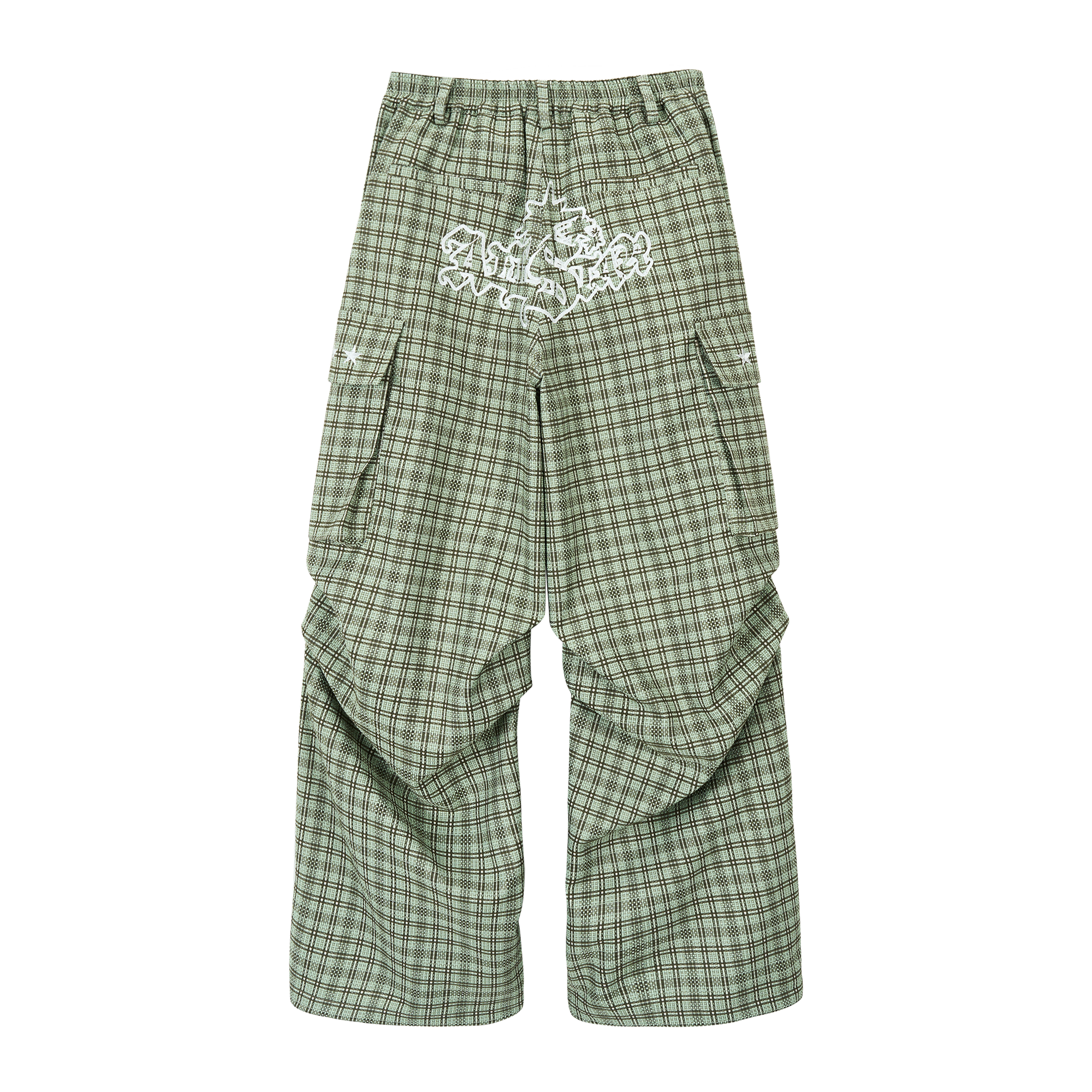 SAVAGEGROWTHWORLD Plaid Utility Parachute Cargo Pants, premium urban and streetwear designers apparel on PROJECTISR.com, SAVAGEGROWTHWORLD