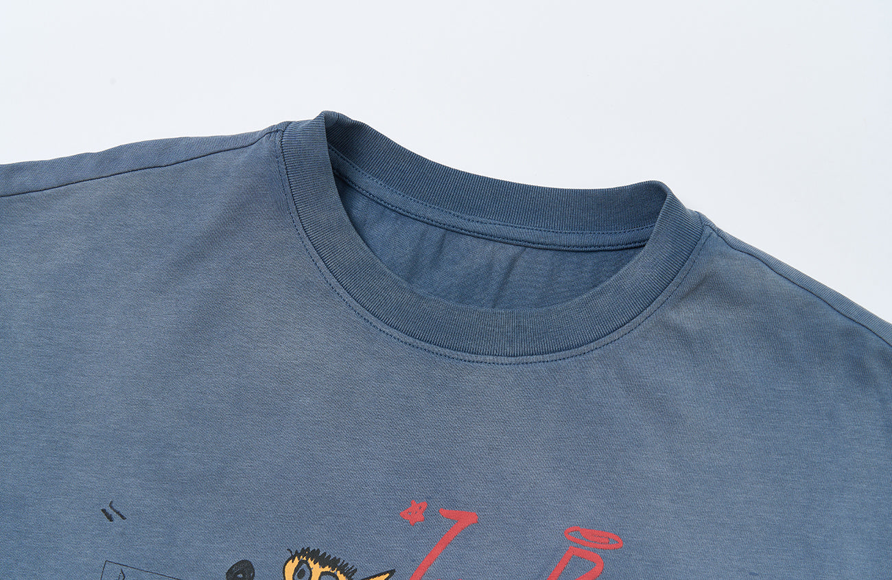 SAVAGEGROWTHWORLD Distressed Washed Graffiti Boxy Tee, premium urban and streetwear designers apparel on PROJECTISR.com, SAVAGEGROWTHWORLD