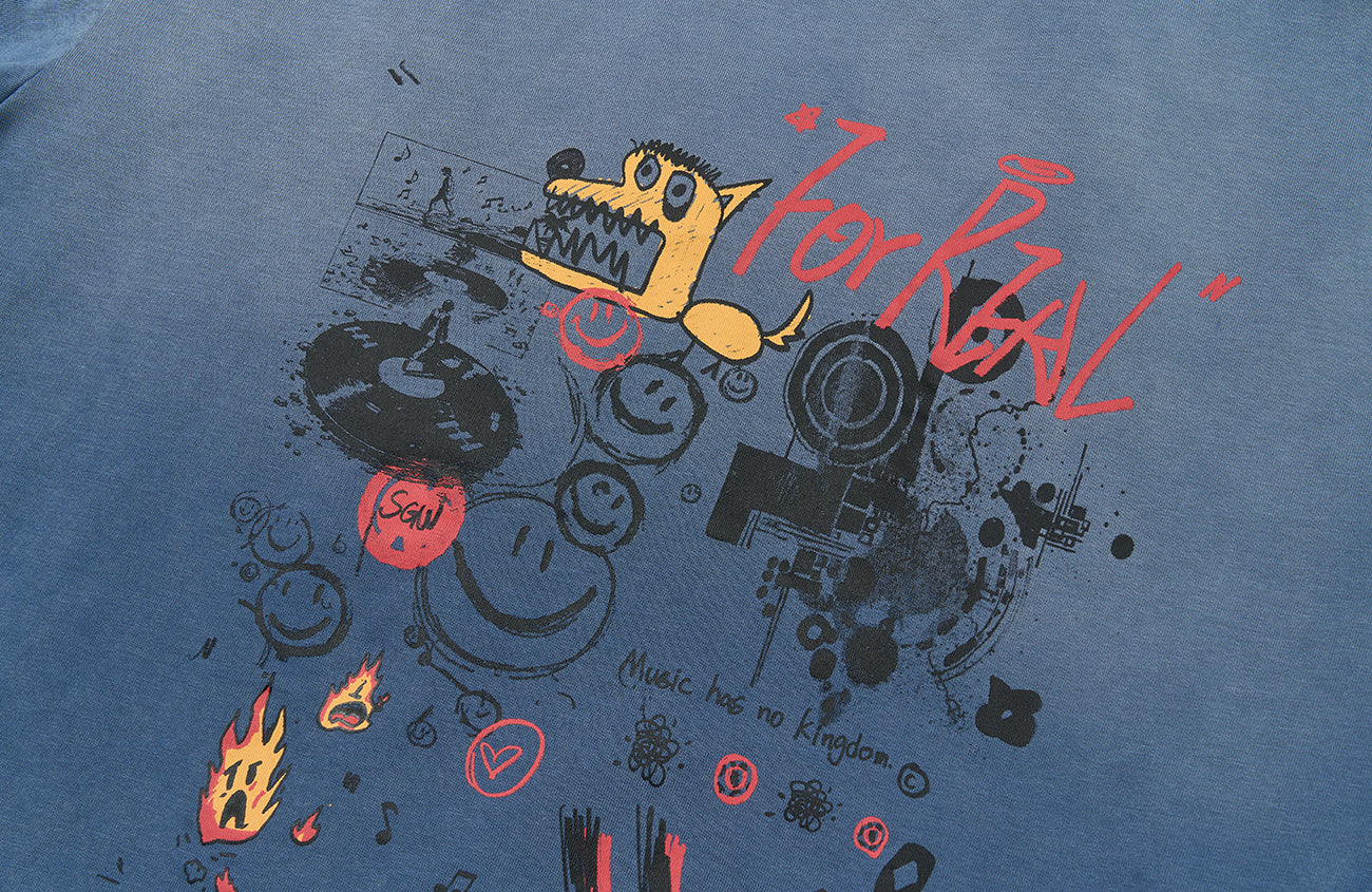 SAVAGEGROWTHWORLD Distressed Washed Graffiti Boxy Tee, premium urban and streetwear designers apparel on PROJECTISR.com, SAVAGEGROWTHWORLD