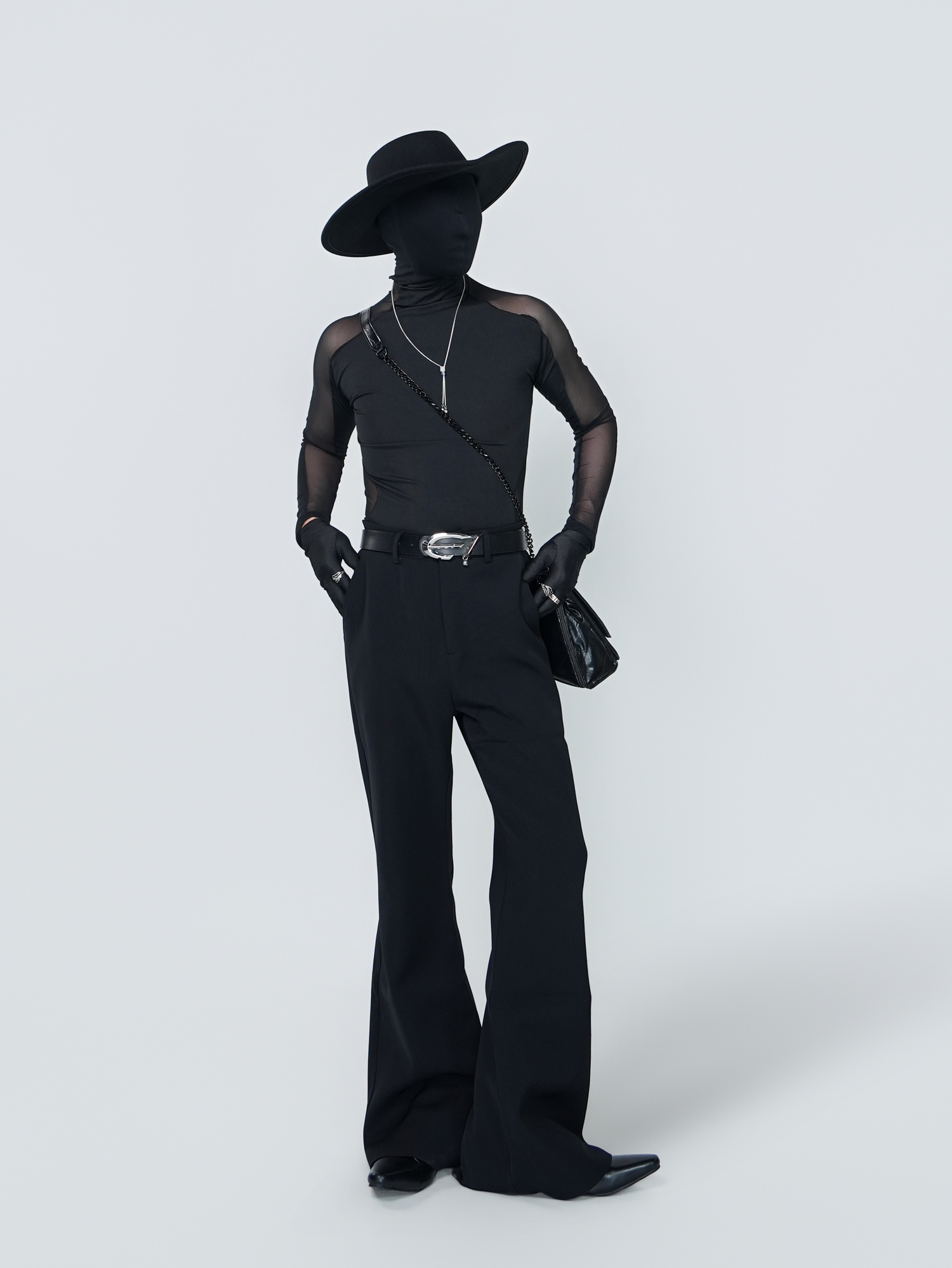 VE2 Sheer Mesh Mock-Neck Long-Sleeve Tee