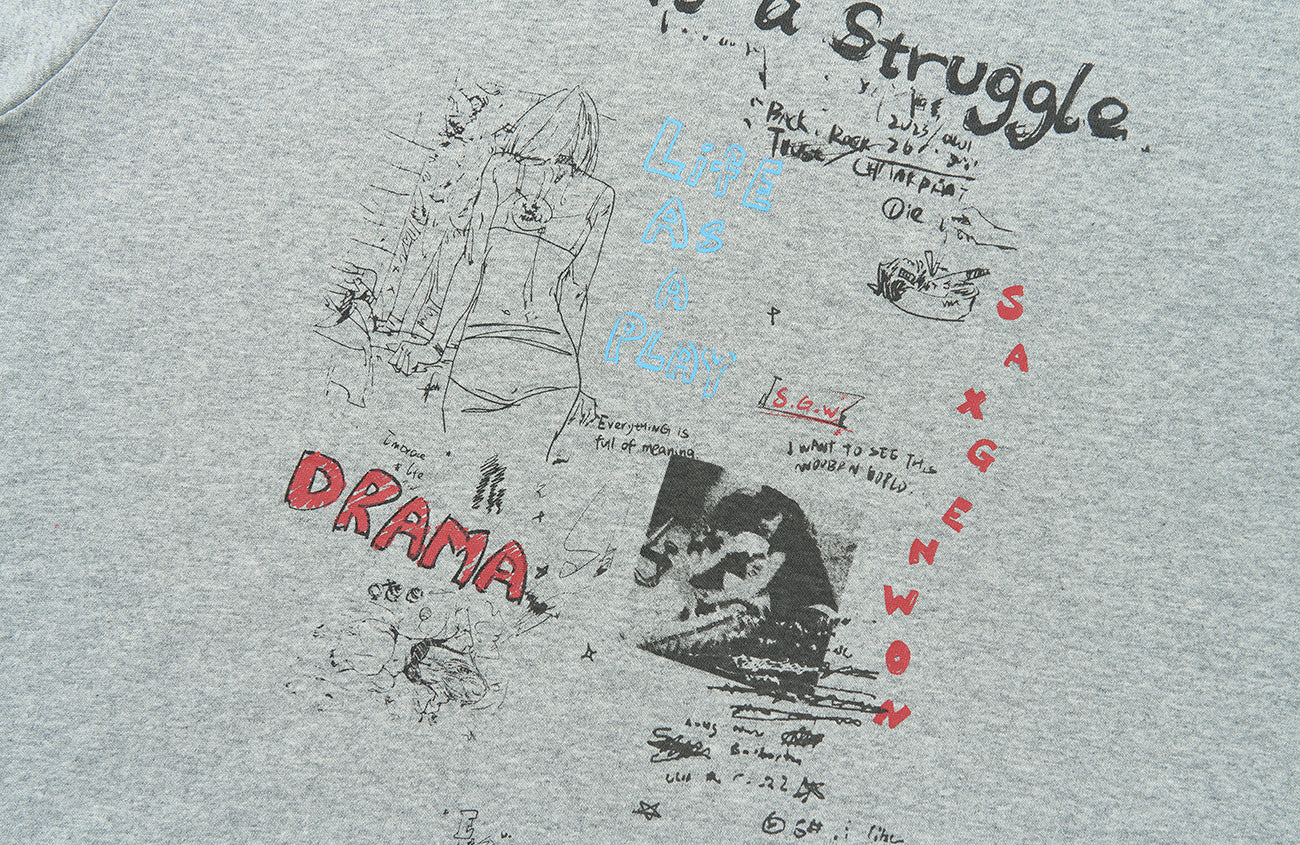 SAVAGEGROWTHWORLD Graffiti Layered Stripe Long Tee, premium urban and streetwear designers apparel on PROJECTISR.com, SAVAGEGROWTHWORLD