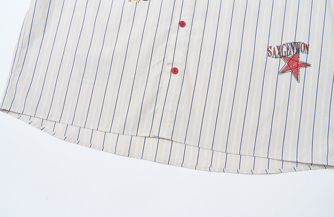 SAVAGEGROWTHWORLD Sketch Stripe Short Sleeve Shirt, premium urban and streetwear designers apparel on PROJECTISR.com, SAVAGEGROWTHWORLD