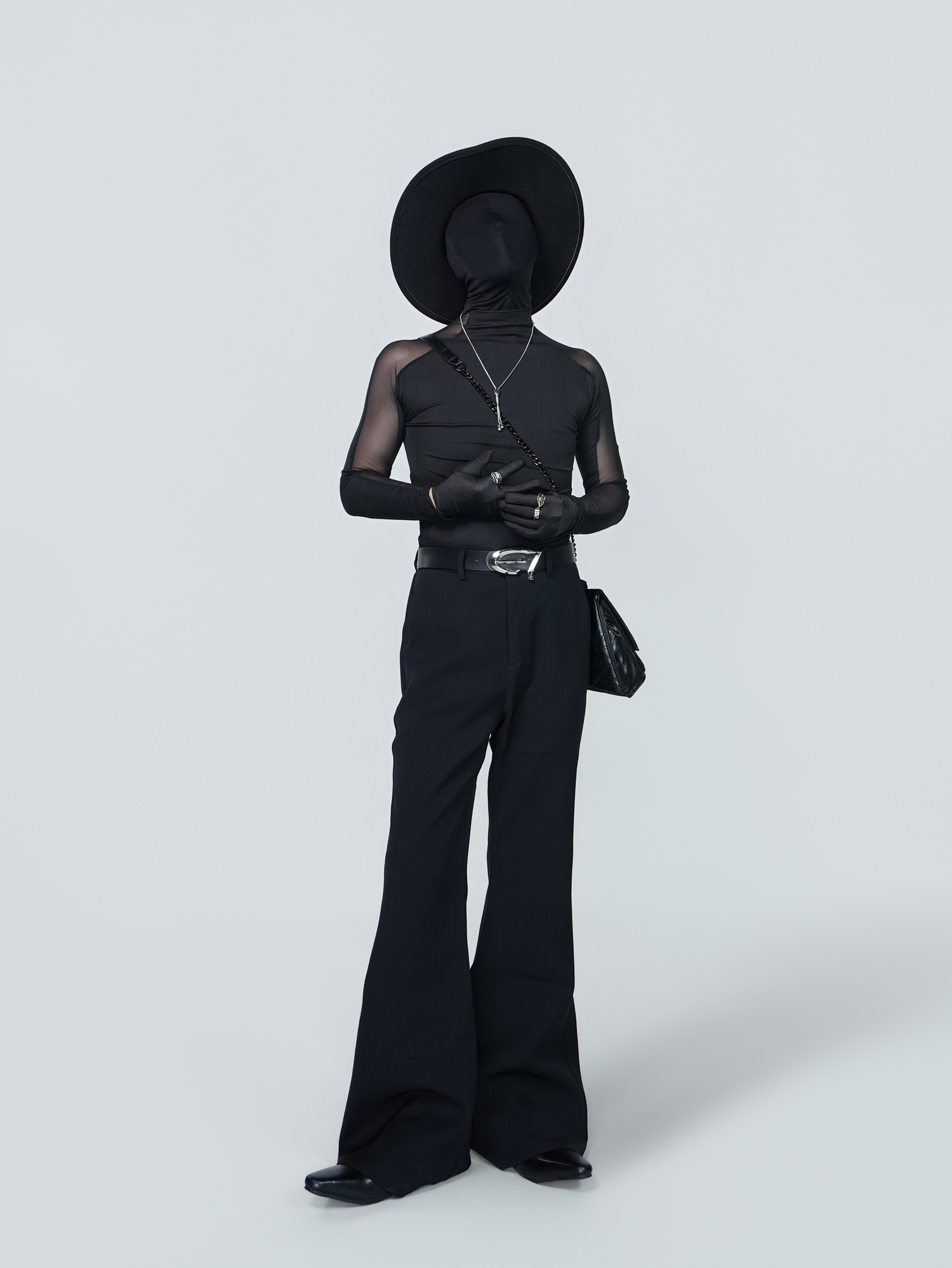 VE2 Sheer Mesh Mock-Neck Long-Sleeve Tee