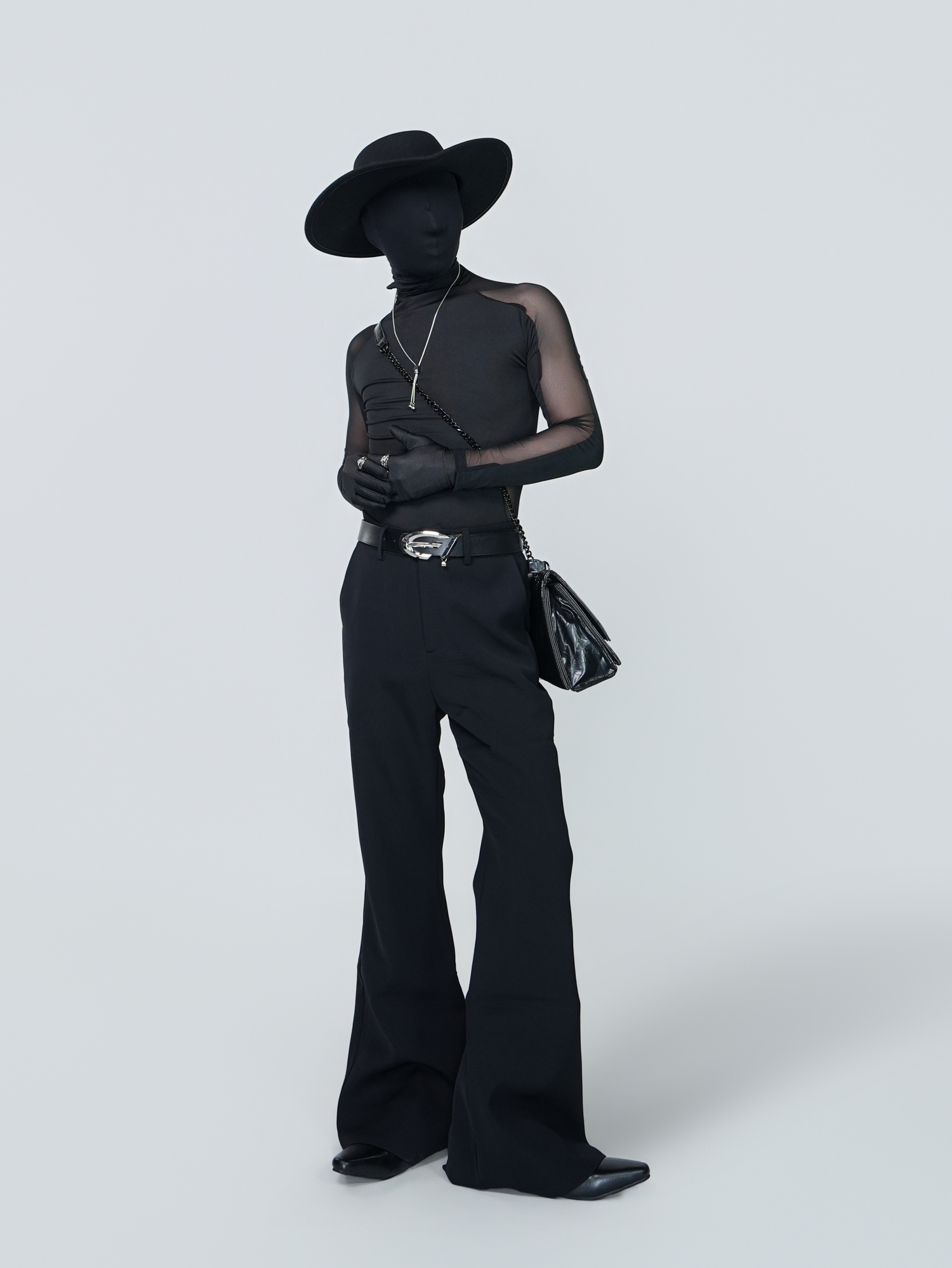 VE2 Sheer Mesh Mock-Neck Long-Sleeve Tee