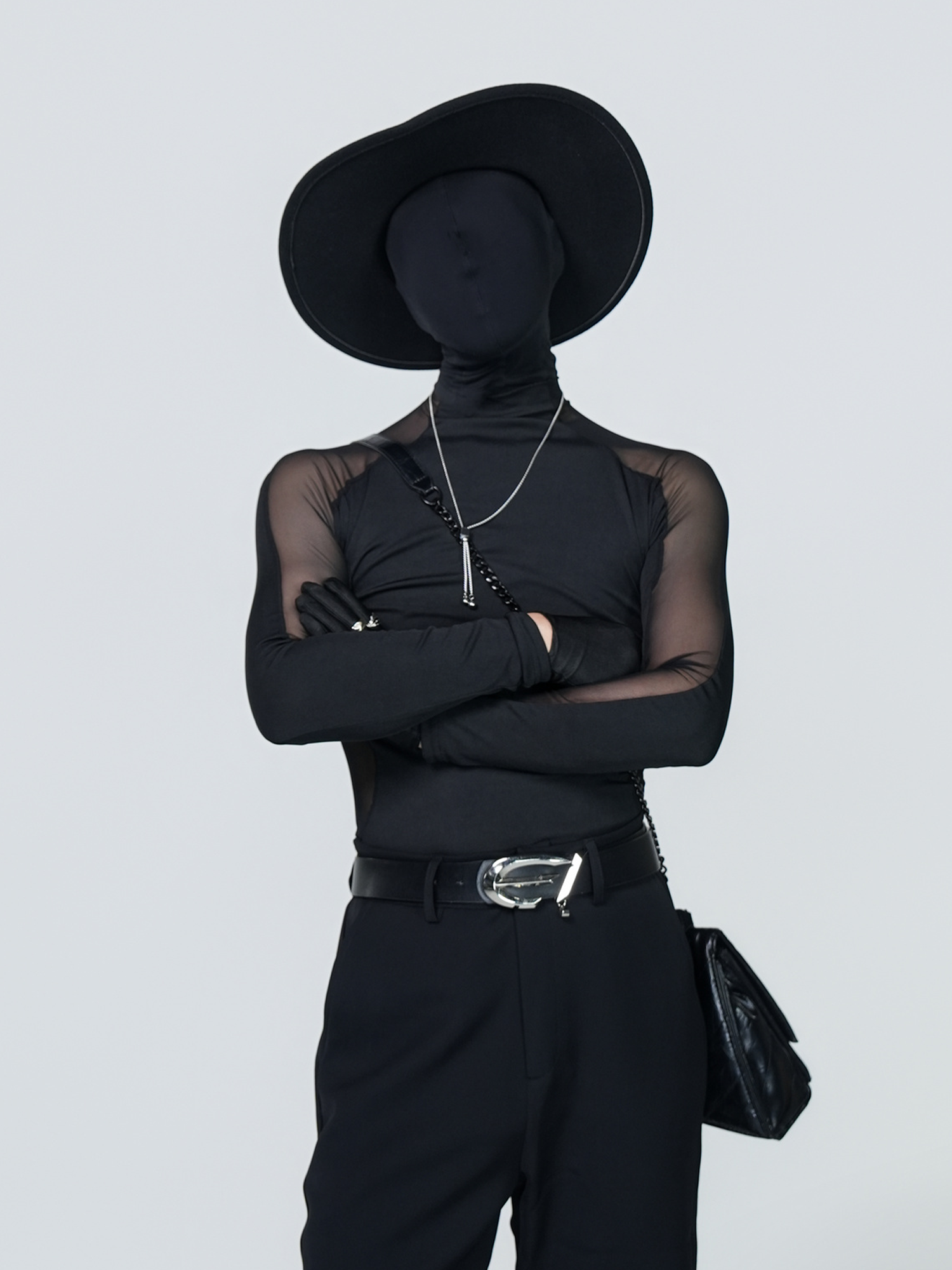 VE2 Sheer Mesh Mock-Neck Long-Sleeve Tee