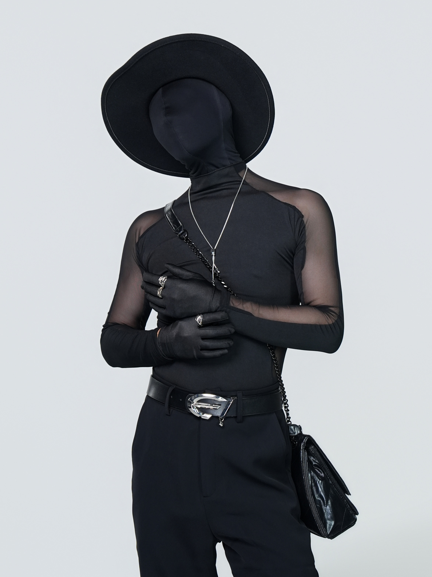 VE2 Sheer Mesh Mock-Neck Long-Sleeve Tee