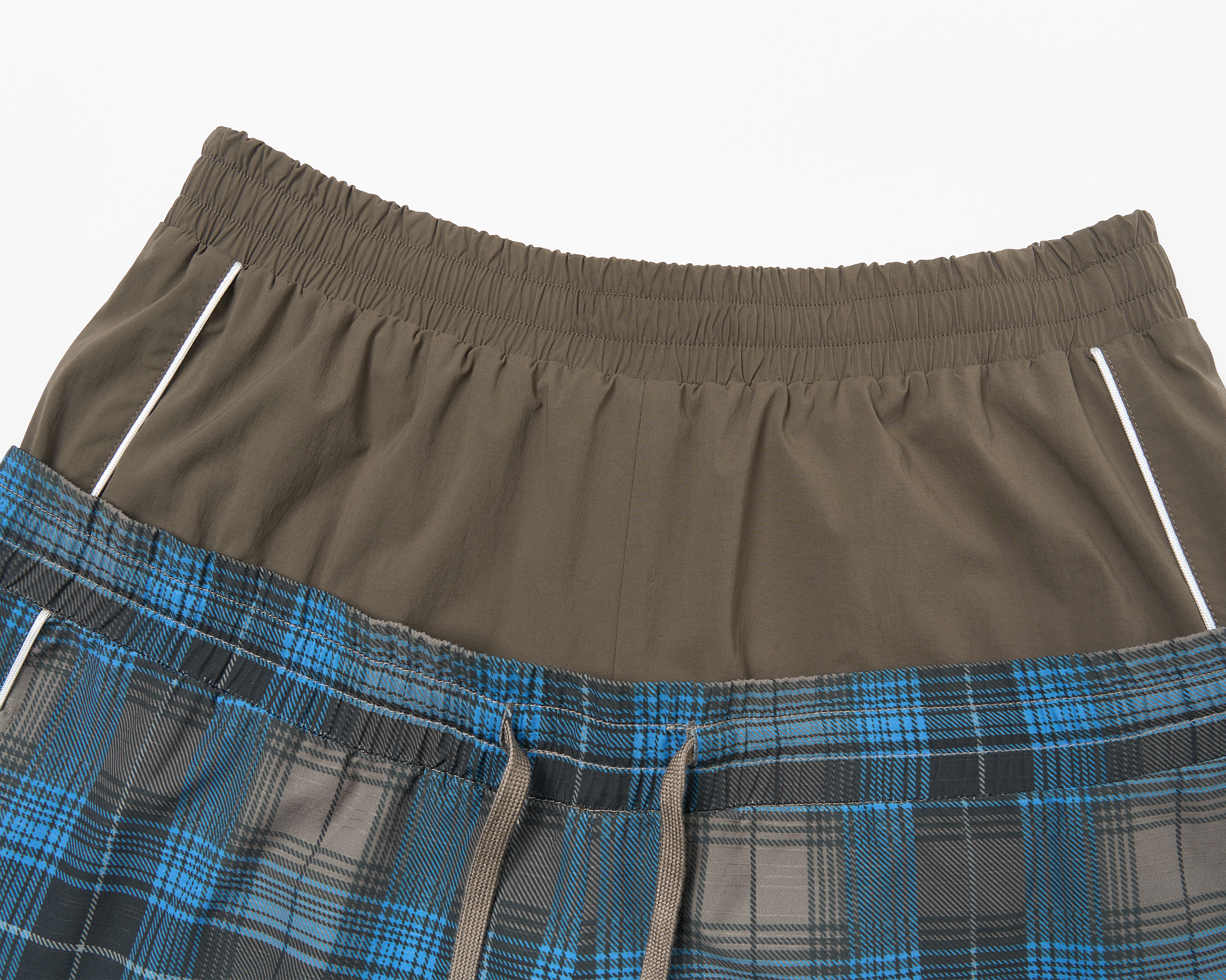 SAVAGEGROWTHWORLD Plaid Double-Waistband Straight-Leg Pants, premium urban and streetwear designers apparel on PROJECTISR.com, SAVAGEGROWTHWORLD
