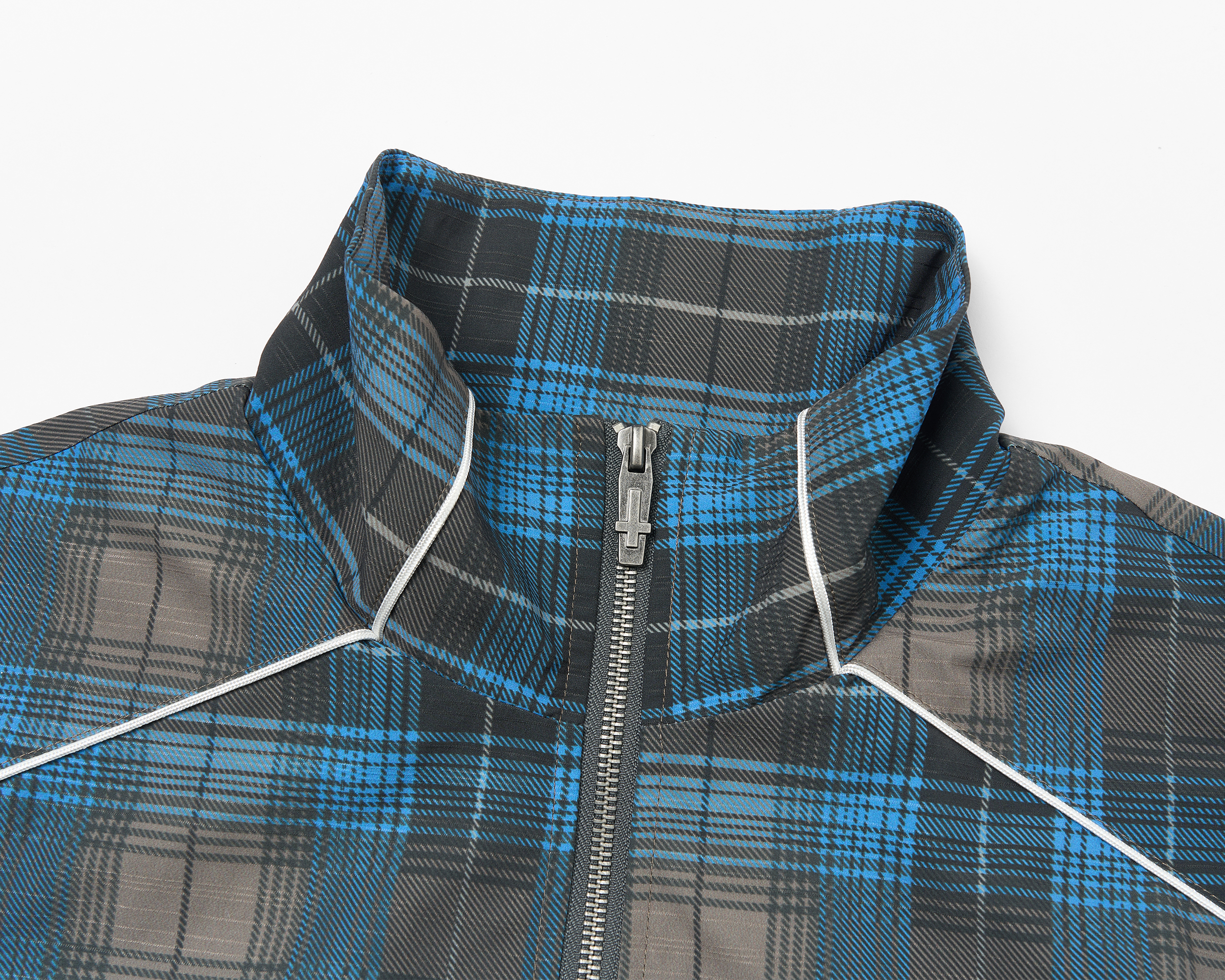 SAVAGEGROWTHWORLD Plaid Stand-Collar Jacket, premium urban and streetwear designers apparel on PROJECTISR.com, SAVAGEGROWTHWORLD