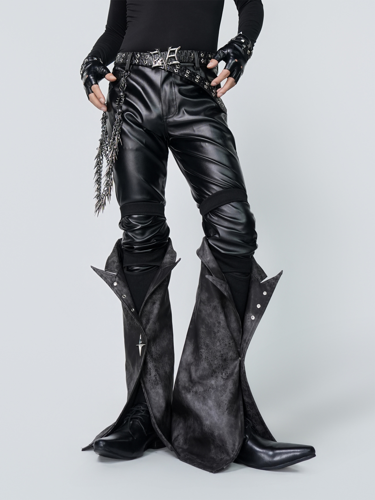 VE2 Detachable Flared Faux Leather Pants