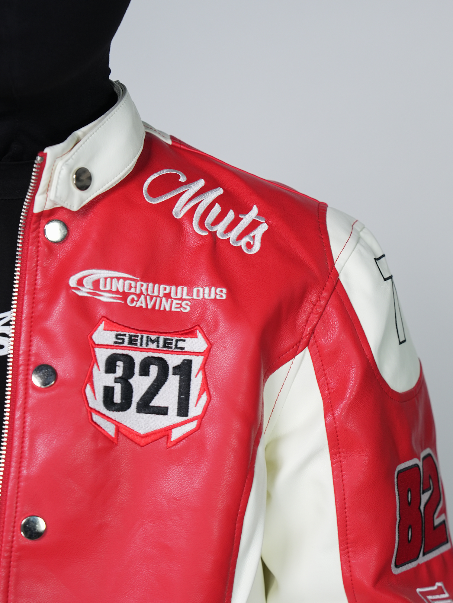 VE2 Contrast Faux Leather Biker Jacket