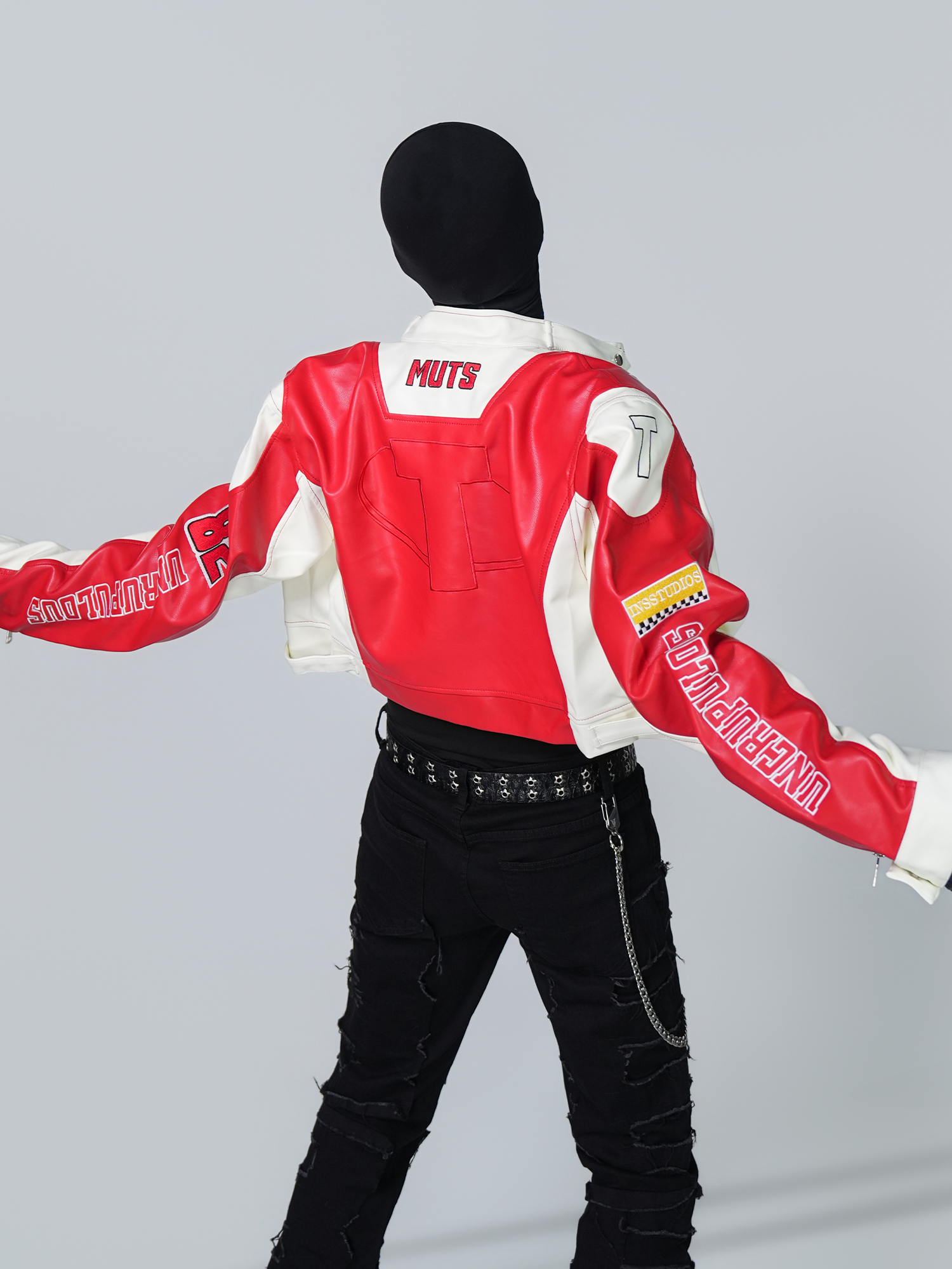 VE2 Contrast Faux Leather Biker Jacket
