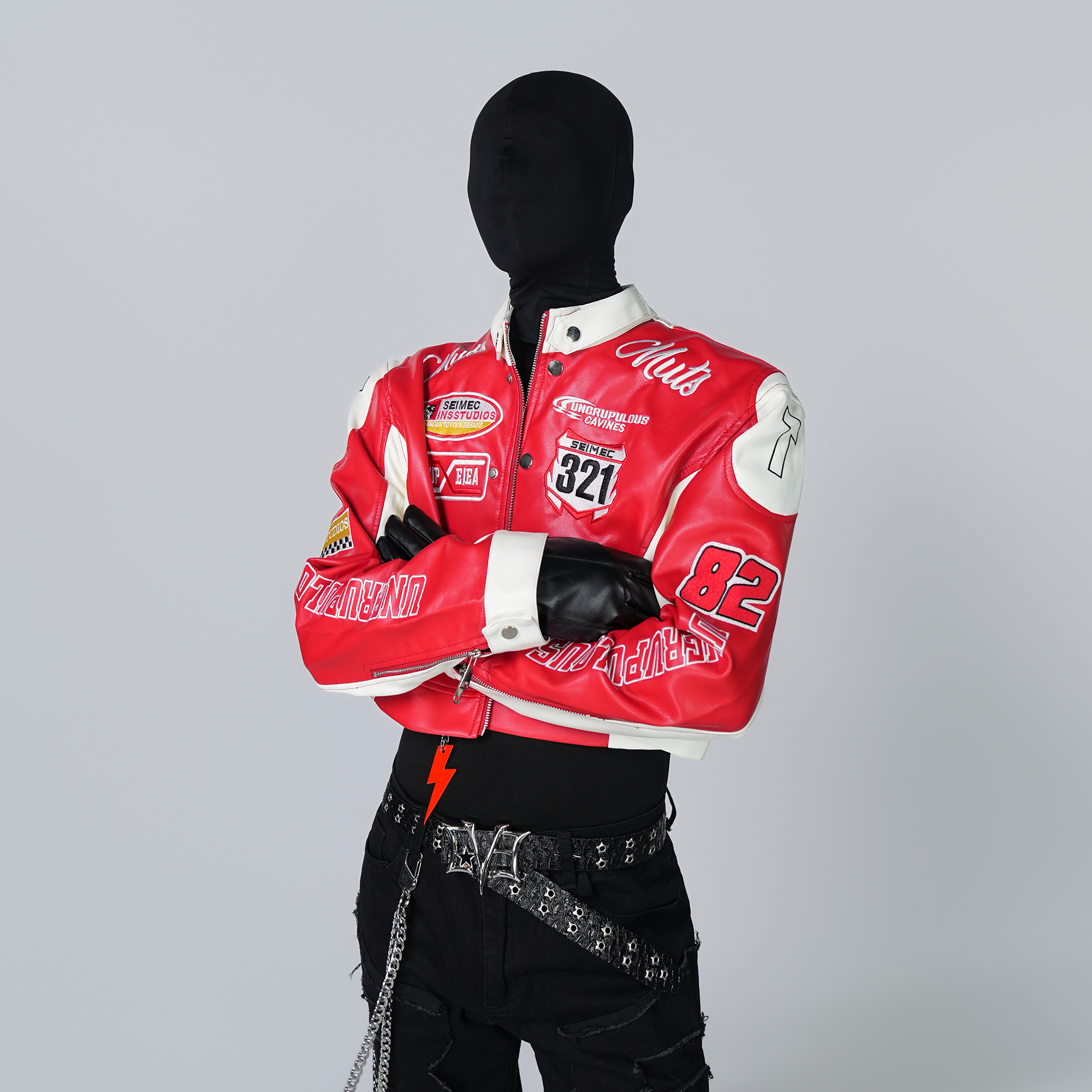 VE2 Contrast Faux Leather Biker Jacket