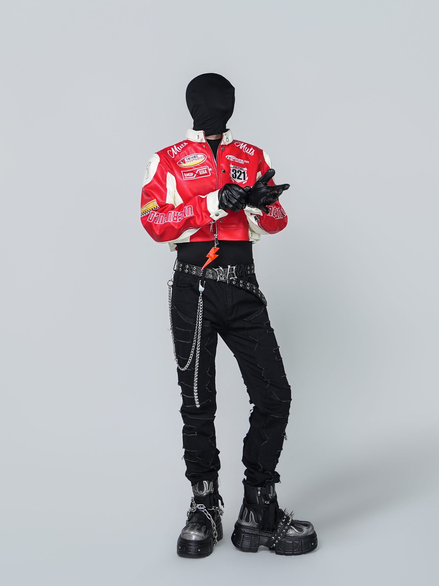 VE2 Contrast Faux Leather Biker Jacket