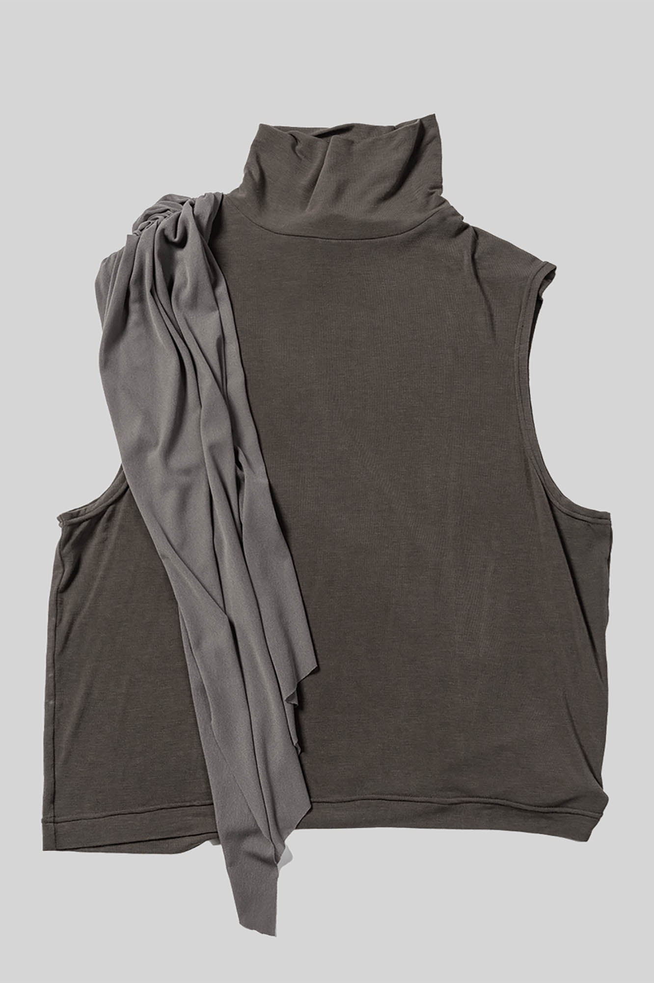 KADAKADA Draped Sheer High-Neck Tank Top