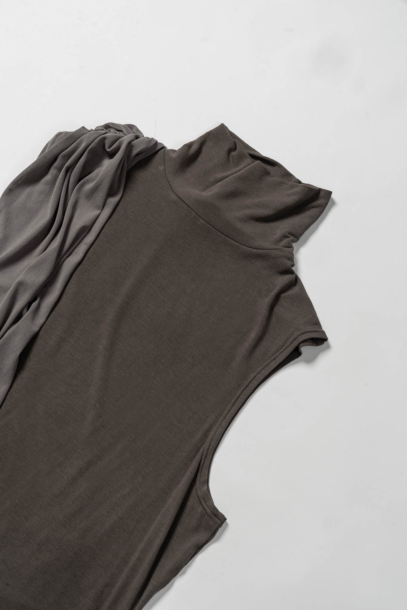 KADAKADA Draped Sheer High-Neck Tank Top