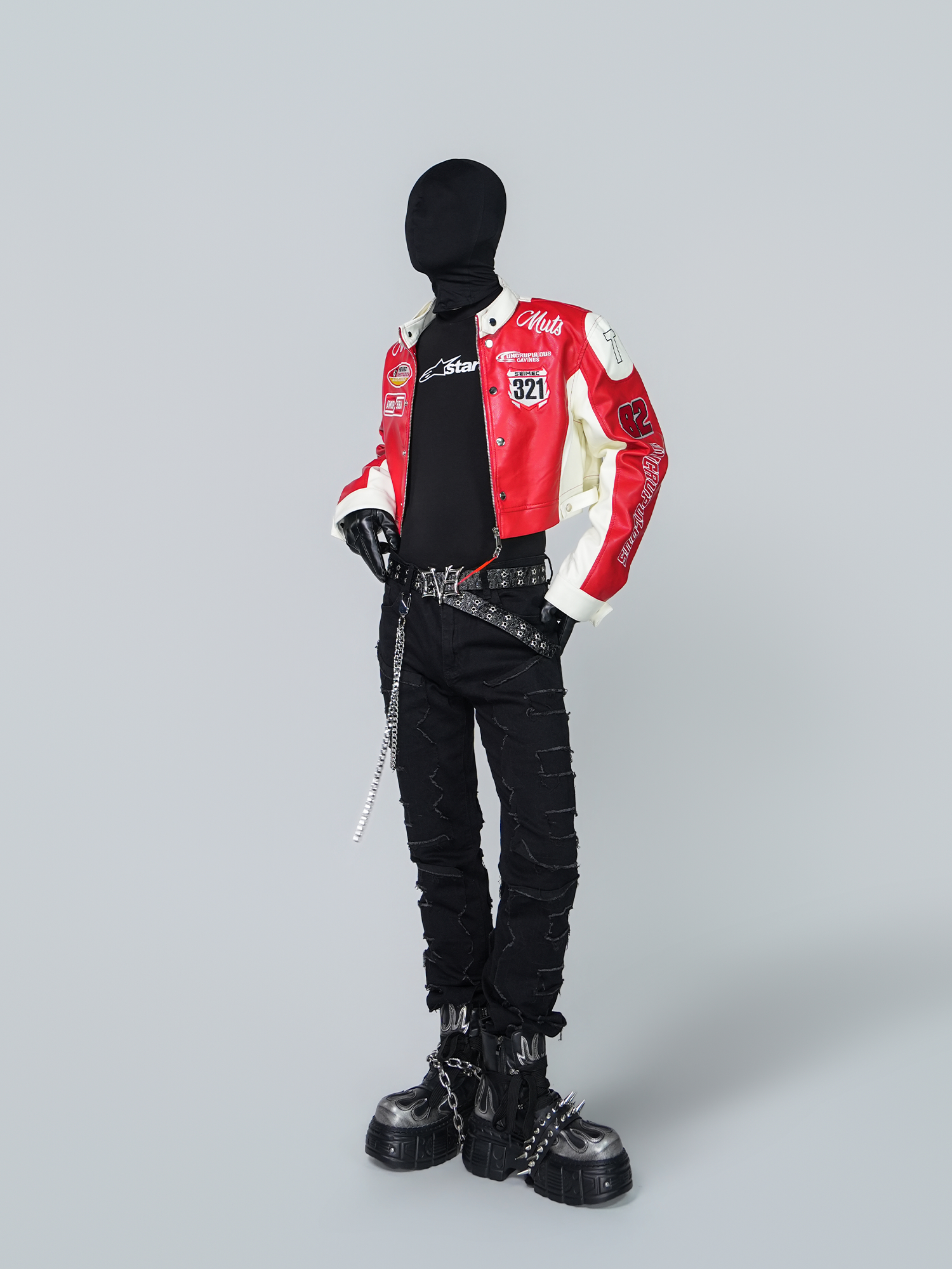 VE2 Contrast Faux Leather Biker Jacket