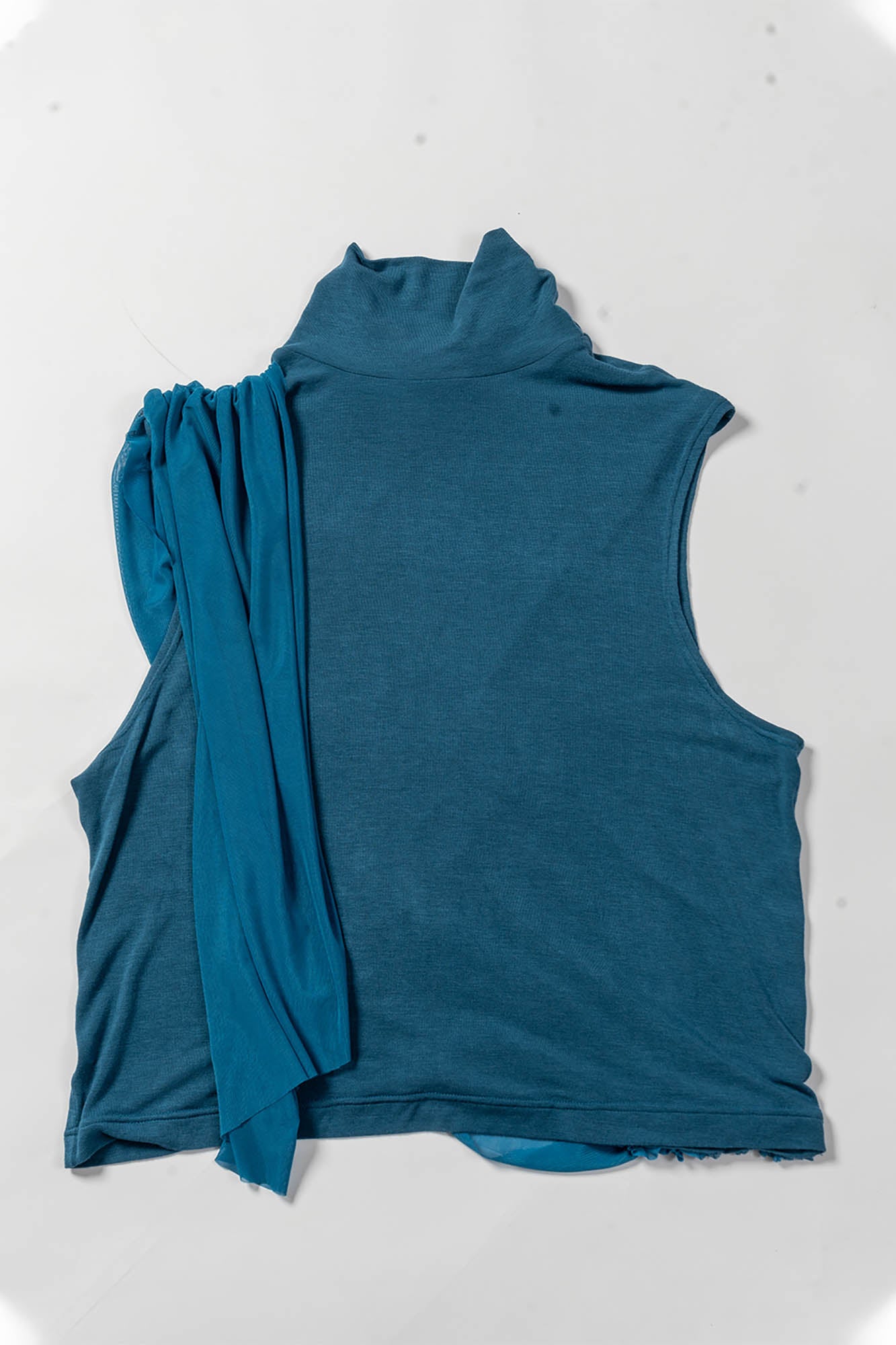 KADAKADA Draped Sheer High-Neck Tank Top