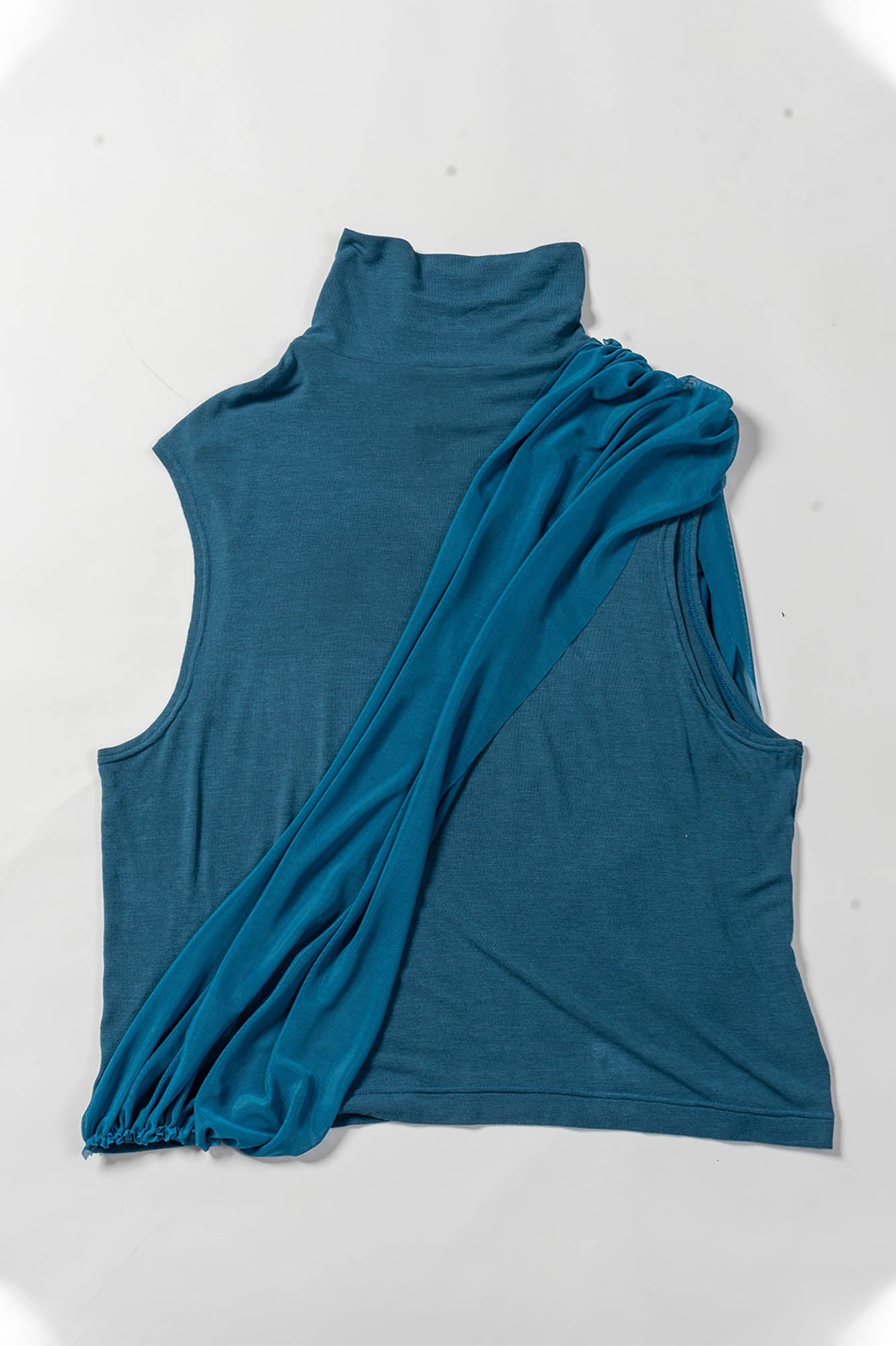 KADAKADA Draped Sheer High-Neck Tank Top