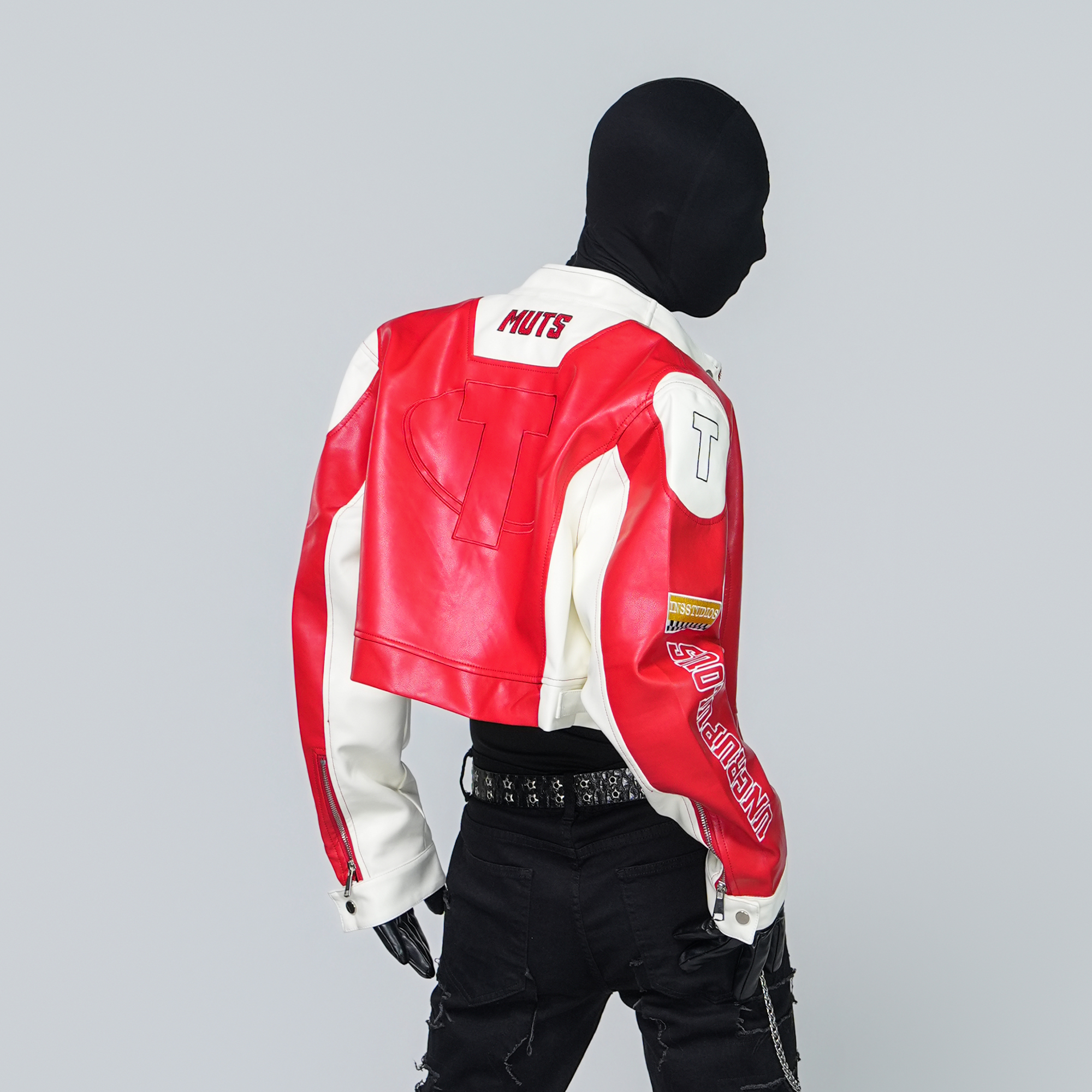 VE2 Contrast Faux Leather Biker Jacket