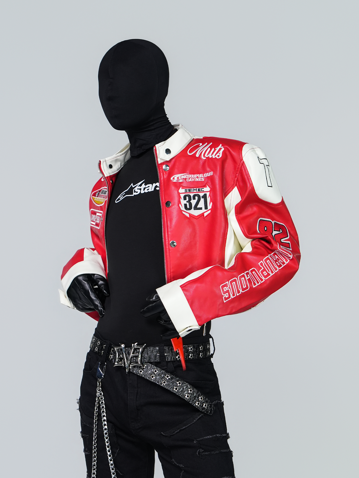 VE2 Contrast Faux Leather Biker Jacket