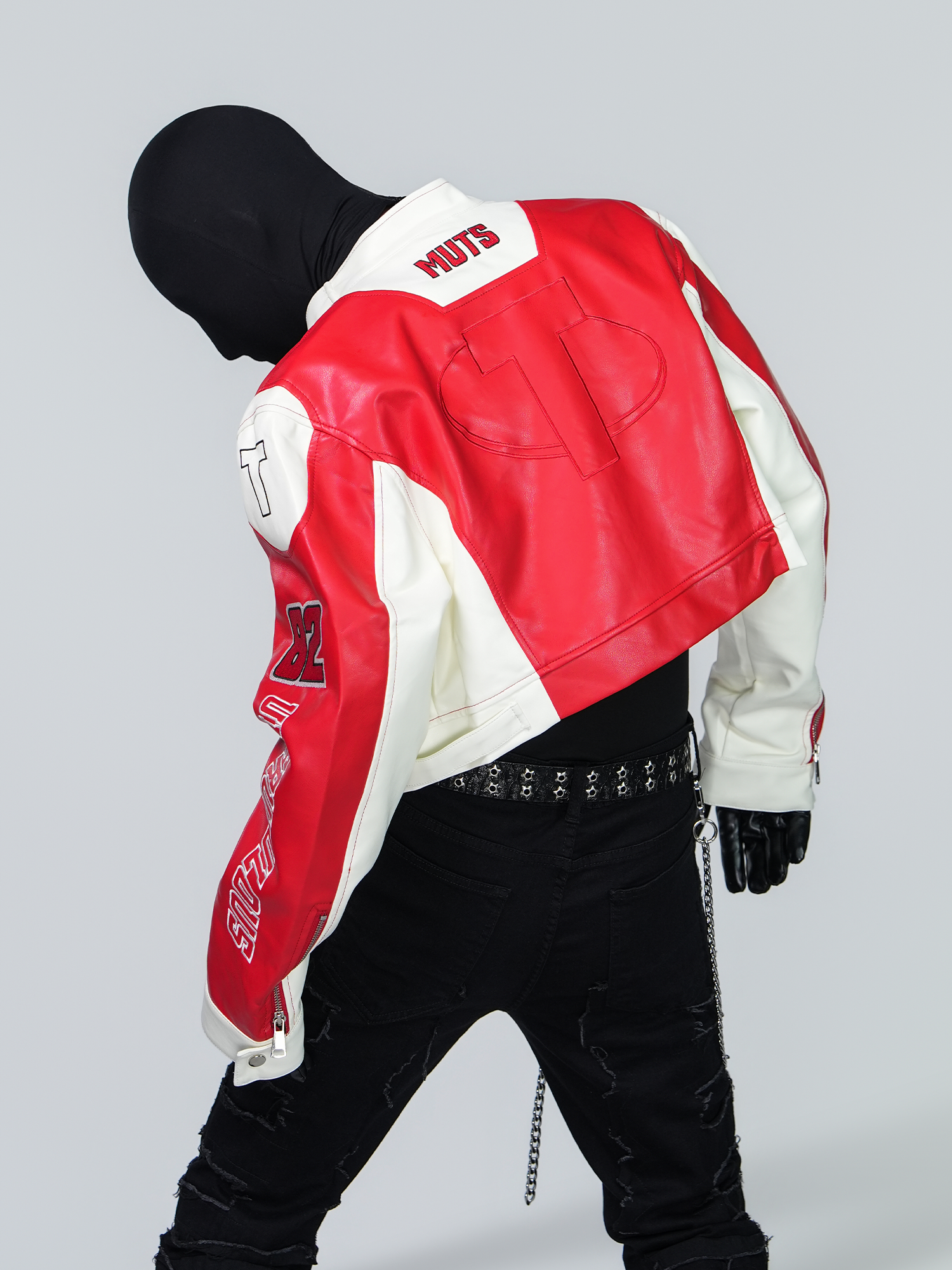 VE2 Contrast Faux Leather Biker Jacket