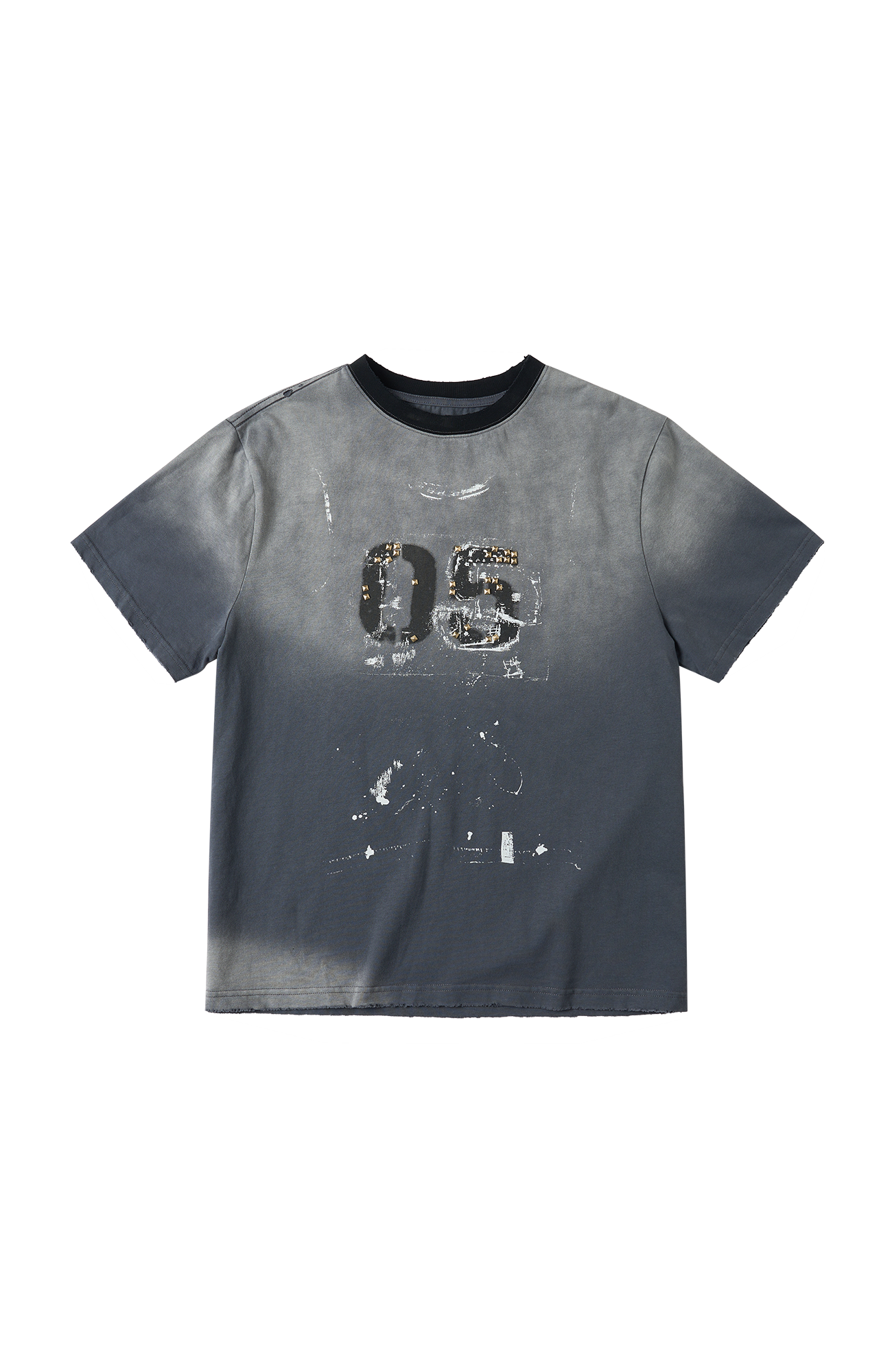 SAVAGEGROWTHWORLD Studded Distressed Graphic T-Shirt