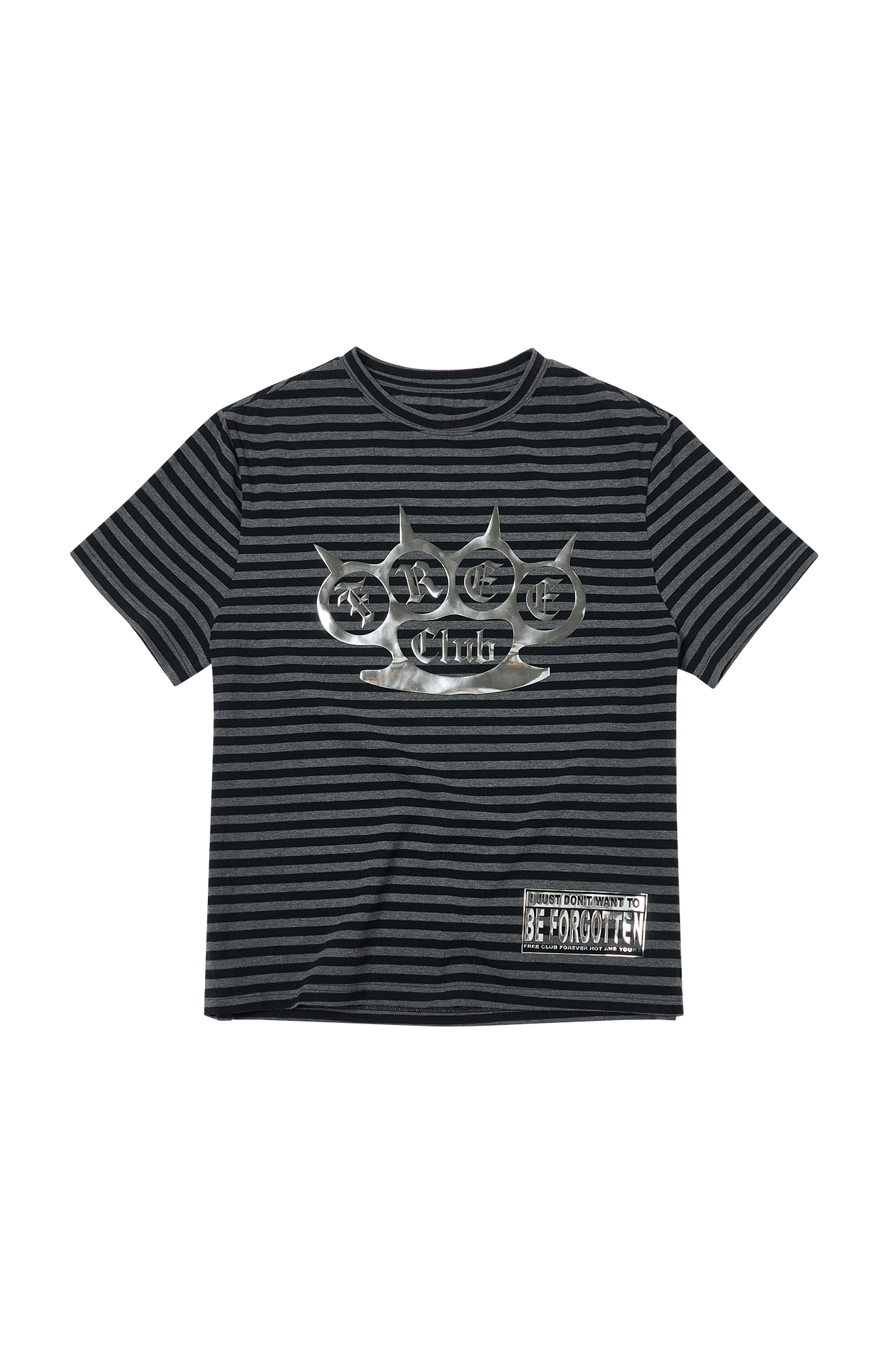 SAVAGEGROWTHWORLD Silver Foil Graphic Stripe T-Shirt
