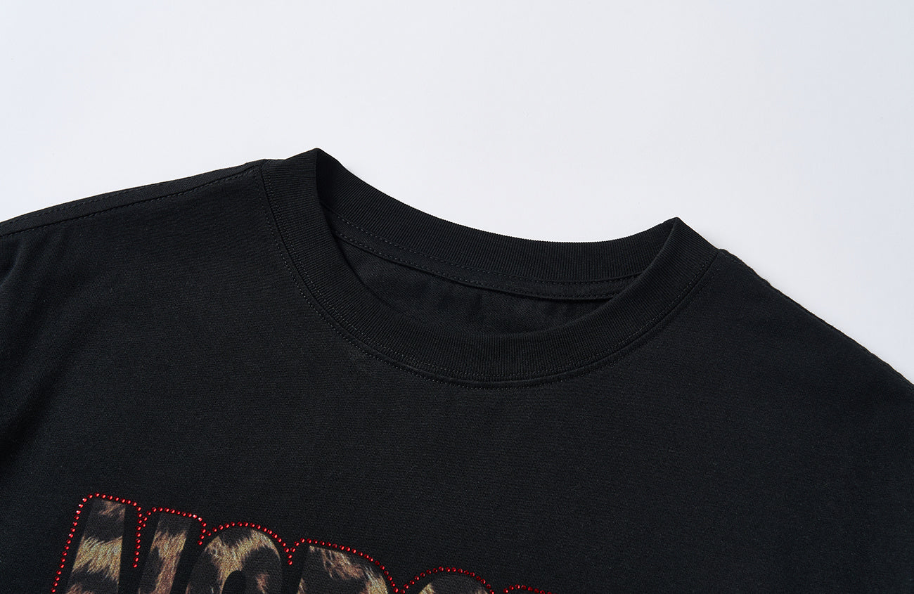SAVAGEGROWTHWORLD Leopard Diamond Graphic T-Shirt
