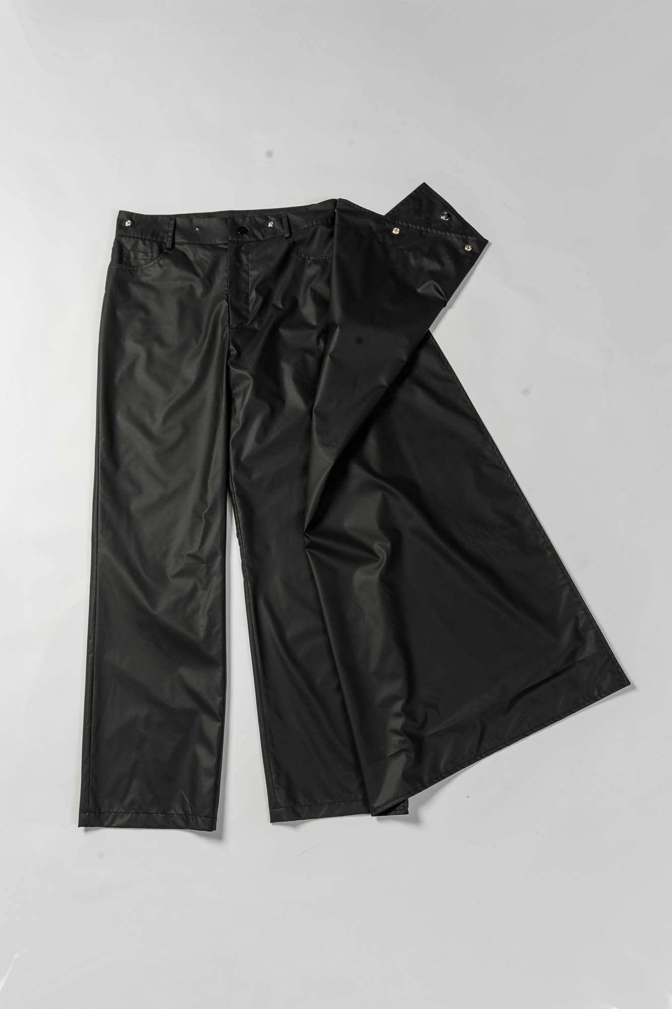 KADAKADA Detachable Cloak Faux Leather Pants