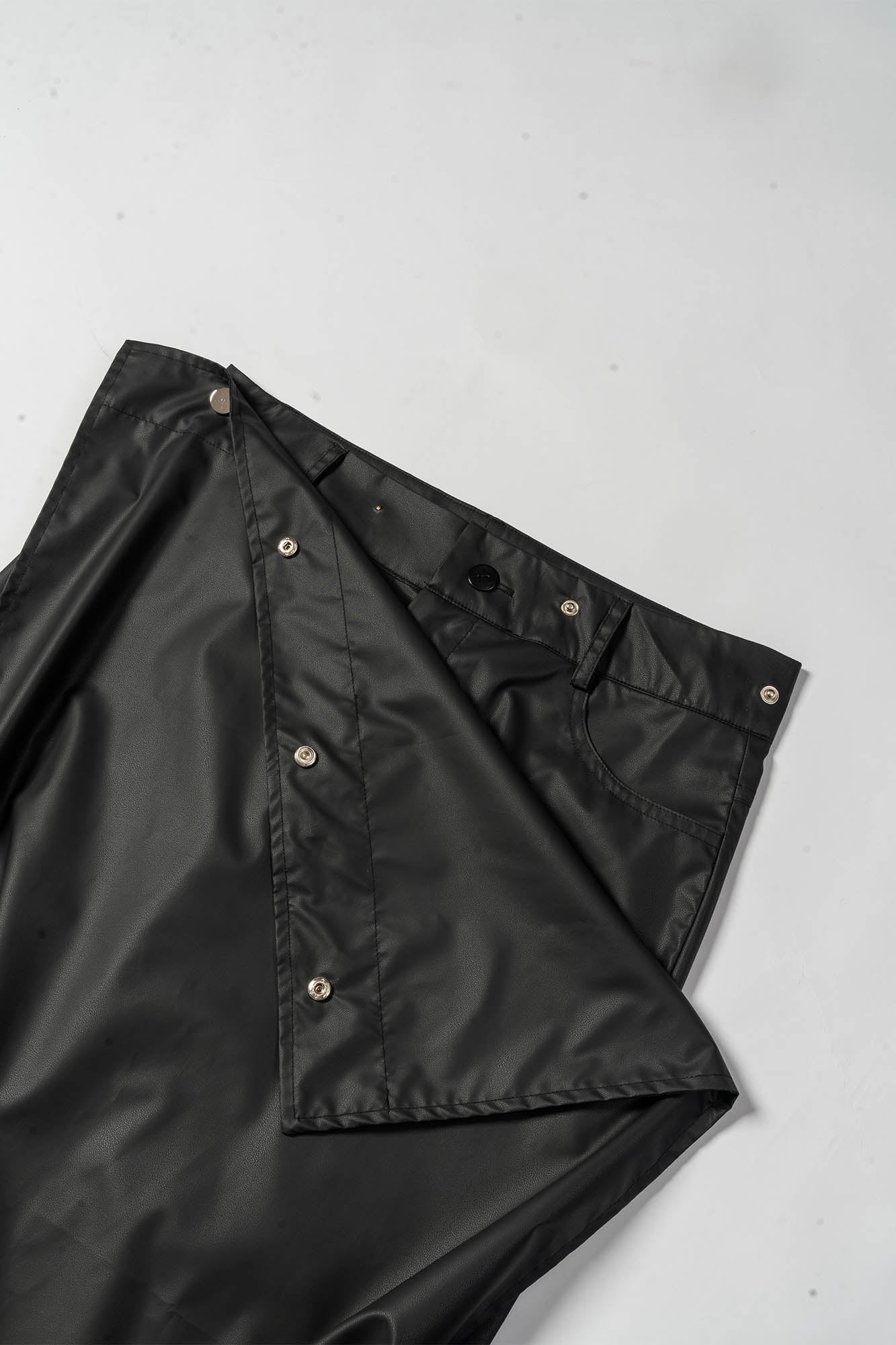 KADAKADA Detachable Cloak Faux Leather Pants