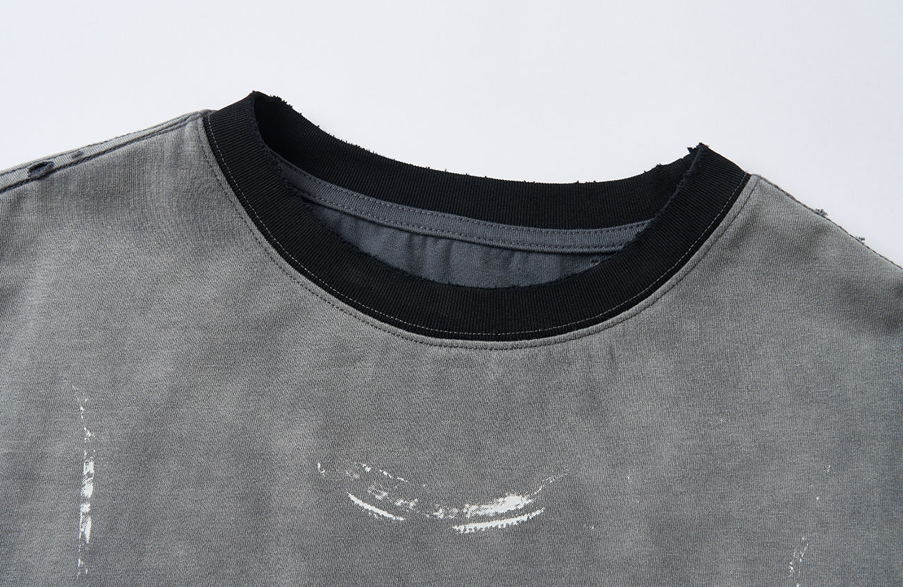 SAVAGEGROWTHWORLD Studded Distressed Graphic T-Shirt