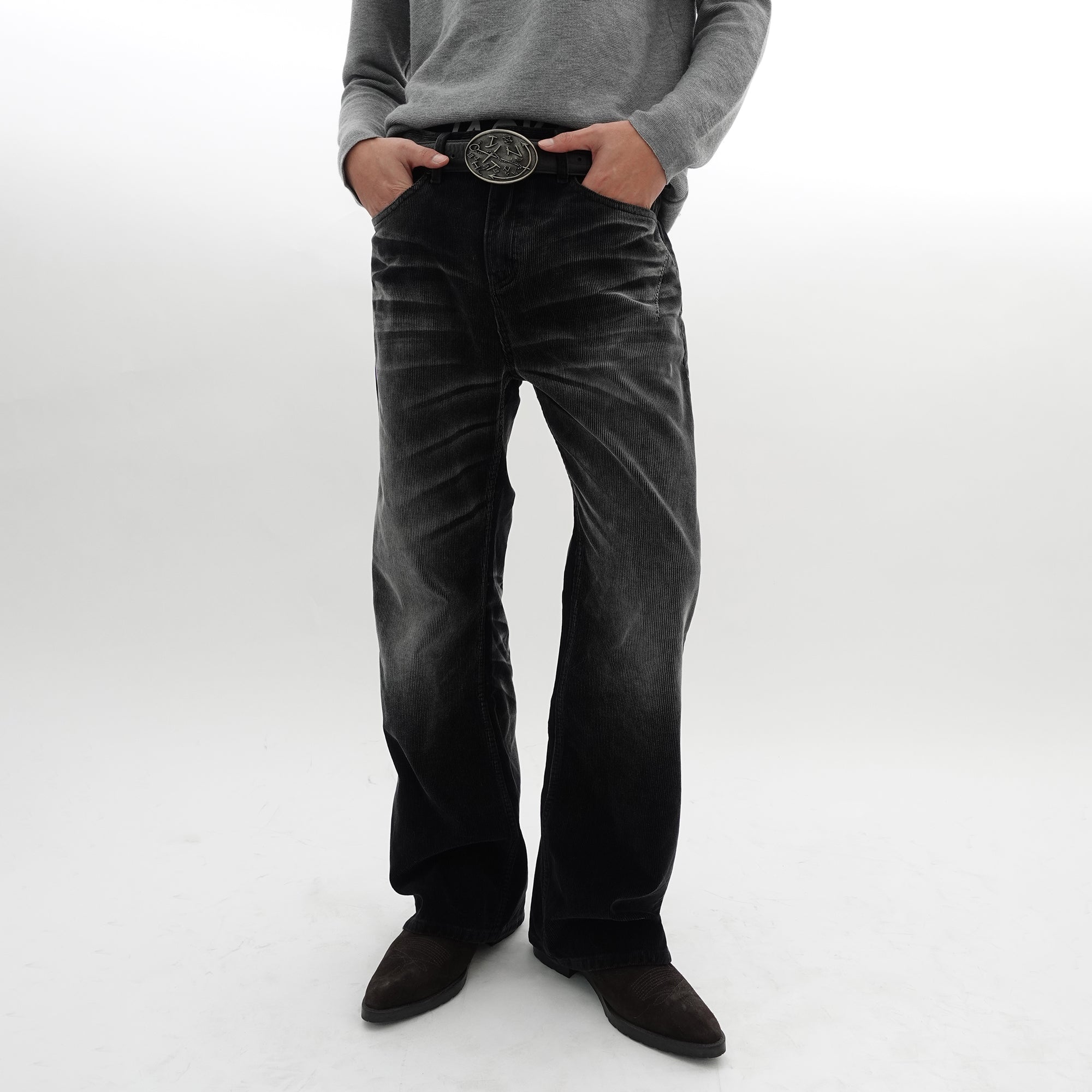 IN EXISTENCE Star Embroidered Corduroy Flare Jeans, premium urban and streetwear designers apparel on PROJECTISR.com, IN EXISTENCE