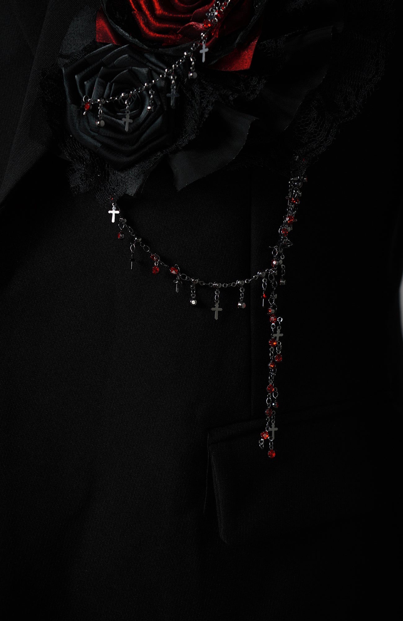 SHANG JIE Floral Appliqué Beaded Chain Blazer, premium urban and streetwear designers apparel on PROJECTISR.com, SHANG JIE