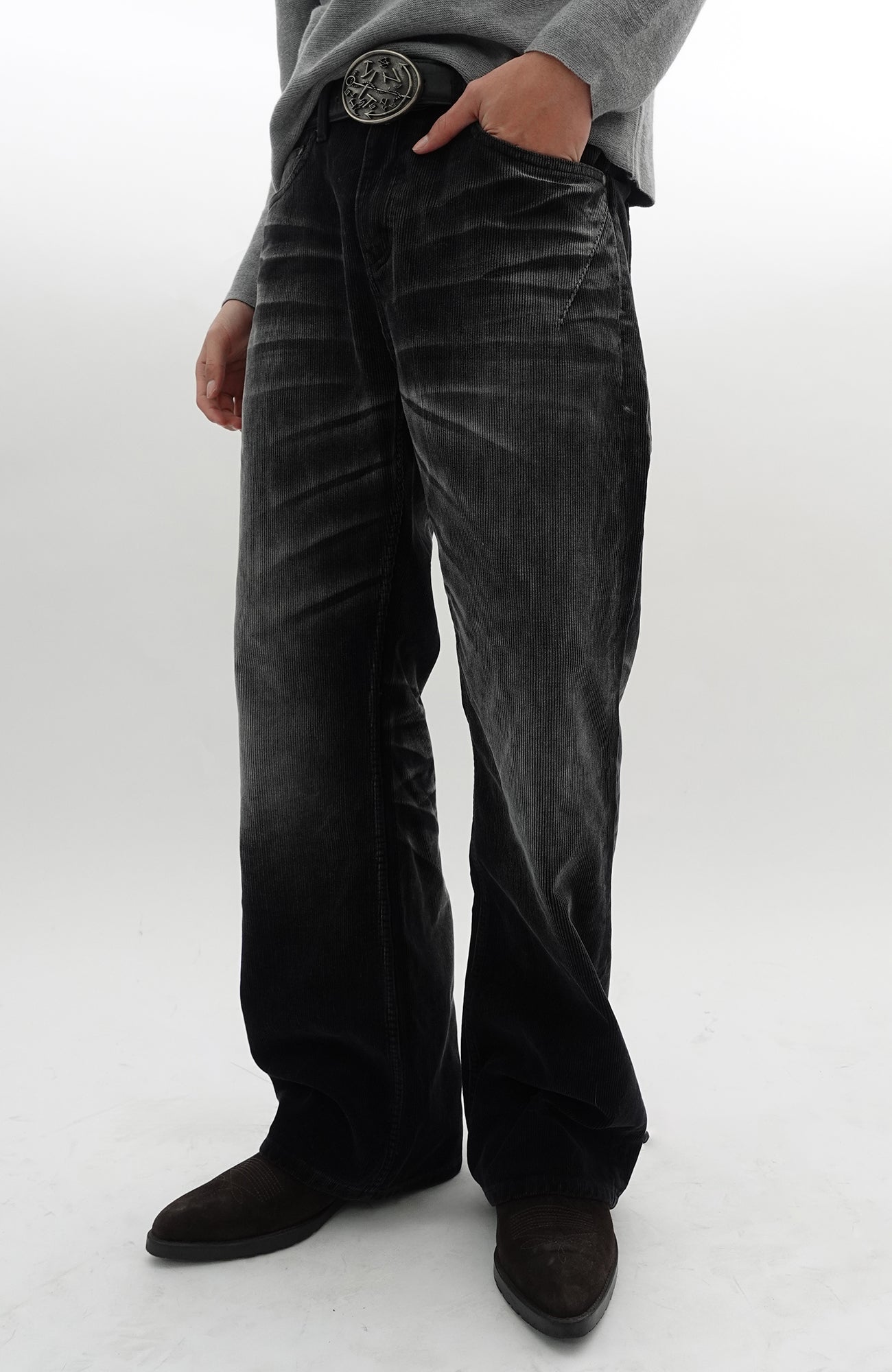 IN EXISTENCE Star Embroidered Corduroy Flare Jeans, premium urban and streetwear designers apparel on PROJECTISR.com, IN EXISTENCE