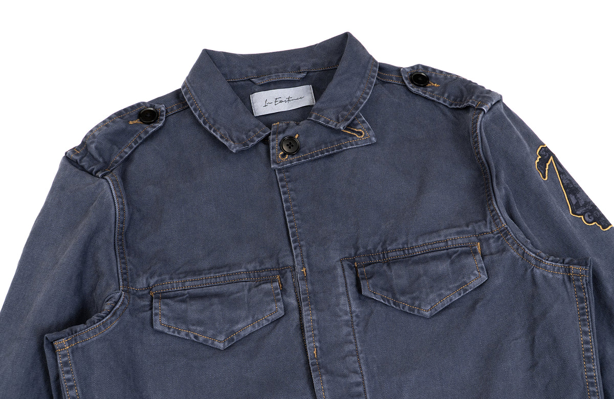 IN EXISTENCE Washed Faded Military Jacket