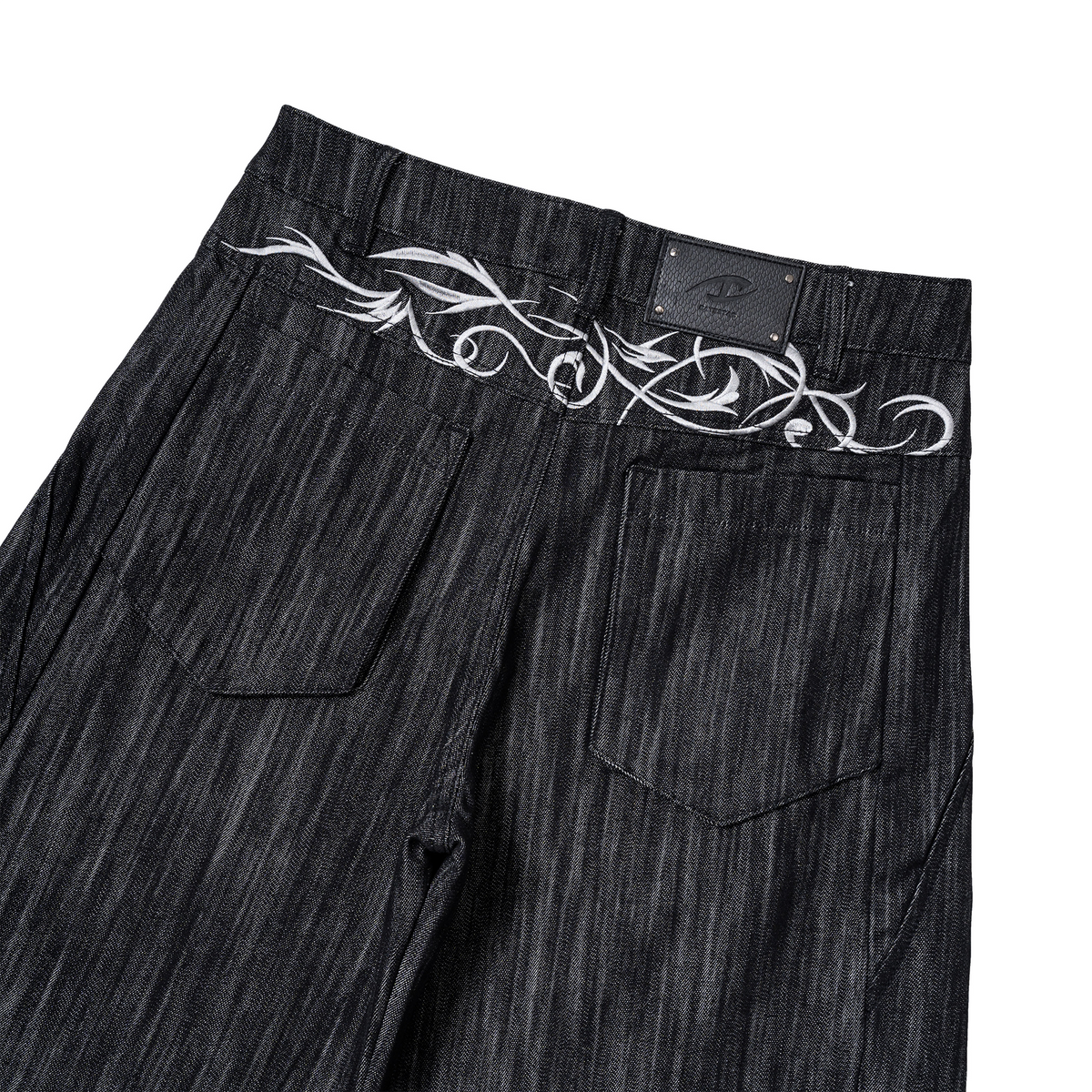 CATSSTAC Vertical Stripe Washed Wide-Leg Jeans